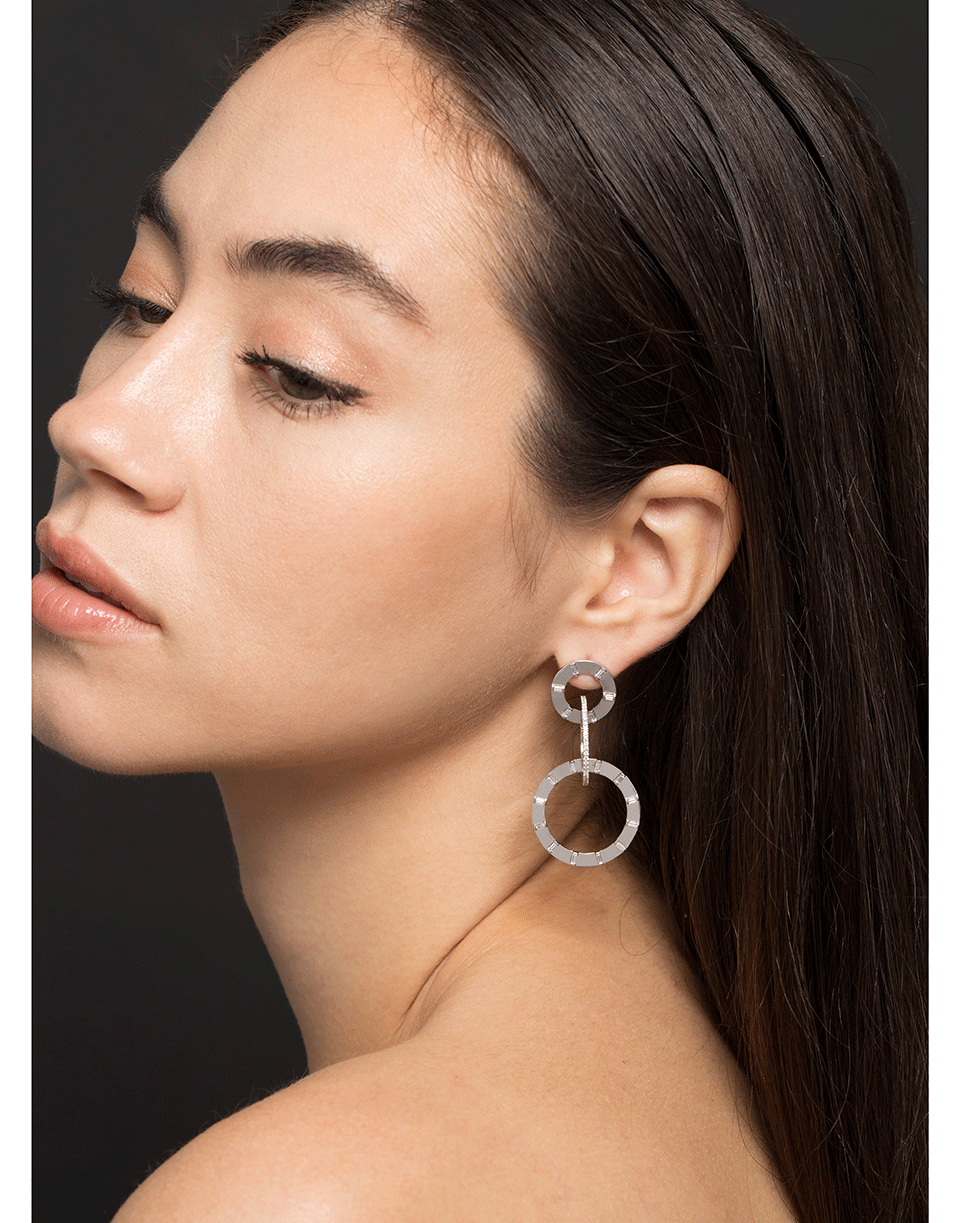 CADAR-Diamond Baguette Unity Earrings-WHITE GOLD