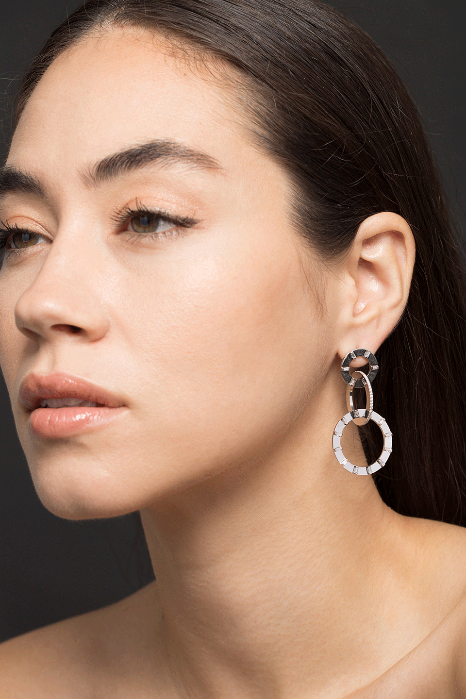 CADAR-Diamond Baguette Unity Earrings-WHITE GOLD