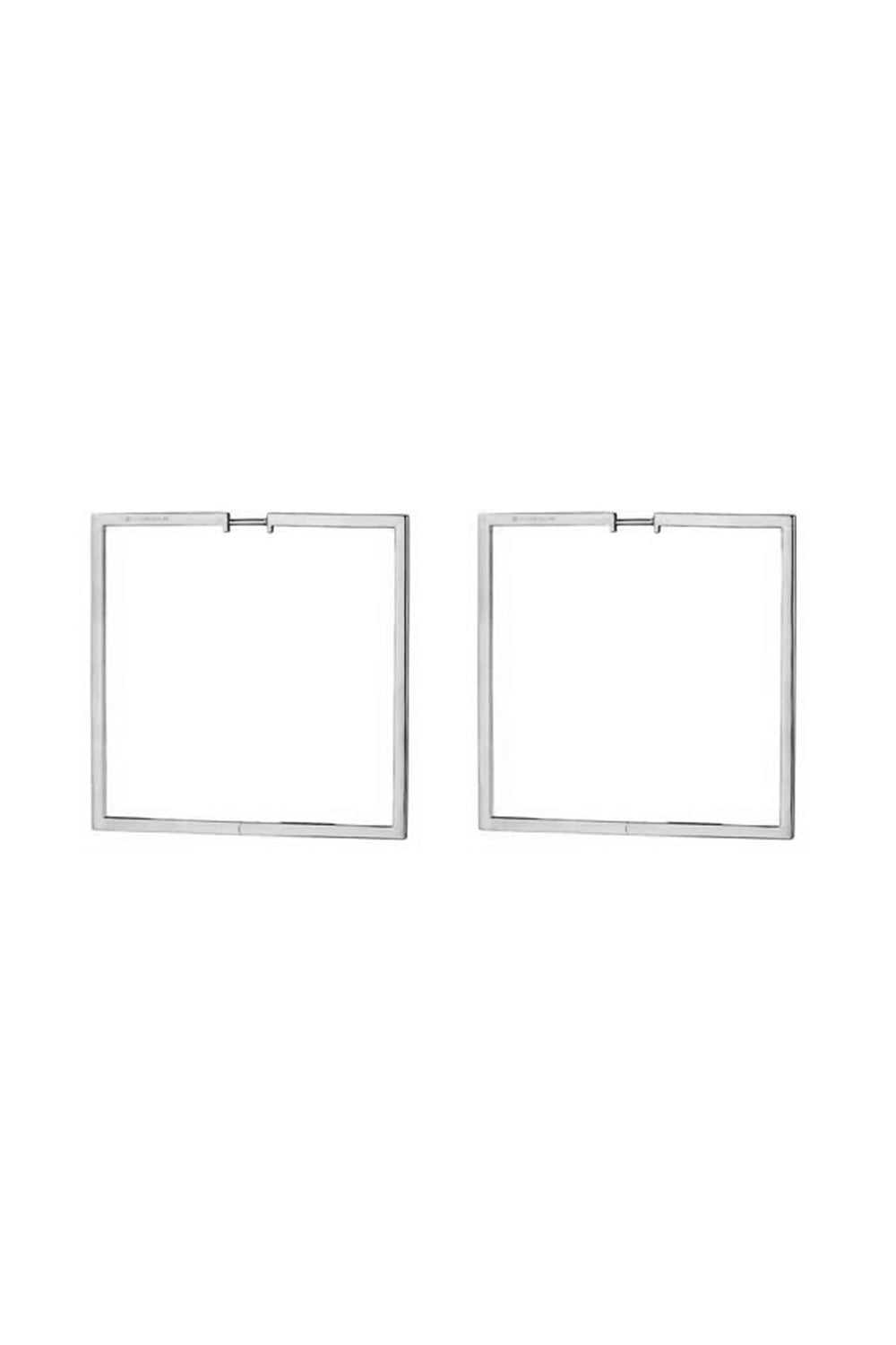 CADAR-Large Square Foundation Hoop Earrings - White Gold-WHITE GOLD