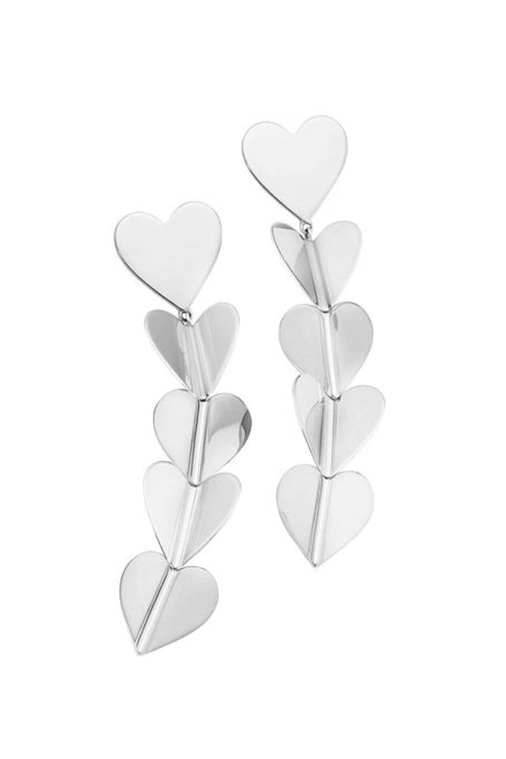 CADAR-Large Wings Of Love Drop Earrings-WHITE GOLD