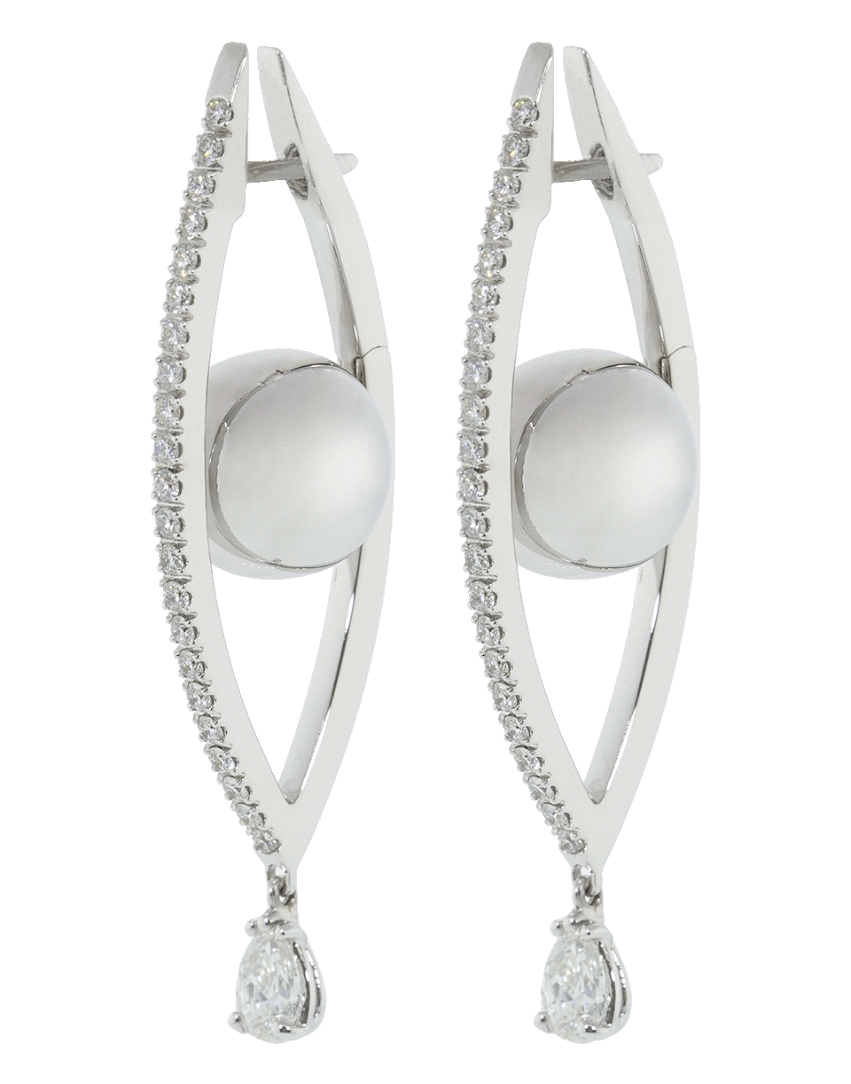 CADAR-Medium Diamond Reflection Hoop Earrings-WHITE GOLD