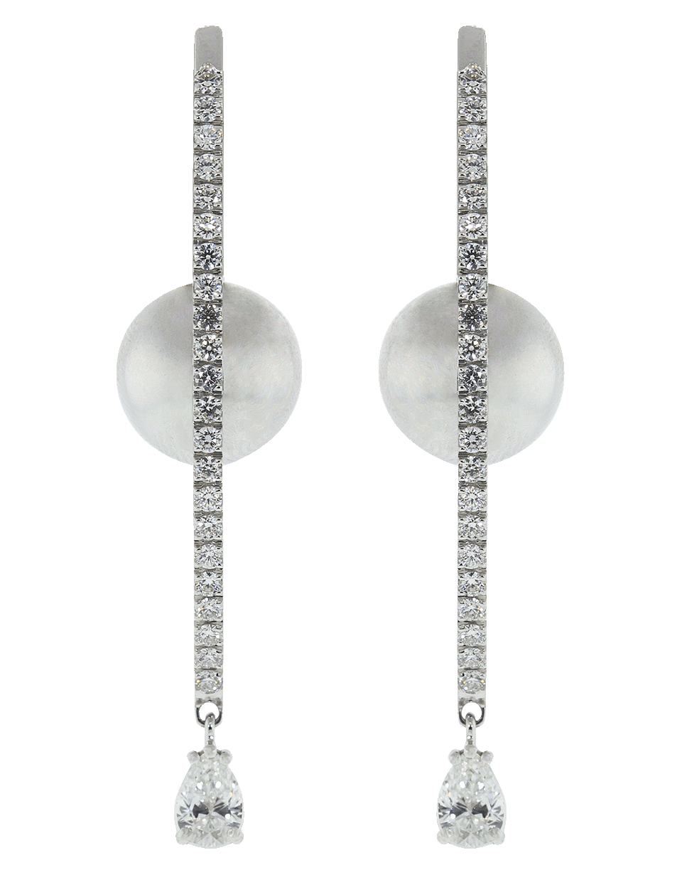 CADAR-Medium Diamond Reflection Hoop Earrings-WHITE GOLD