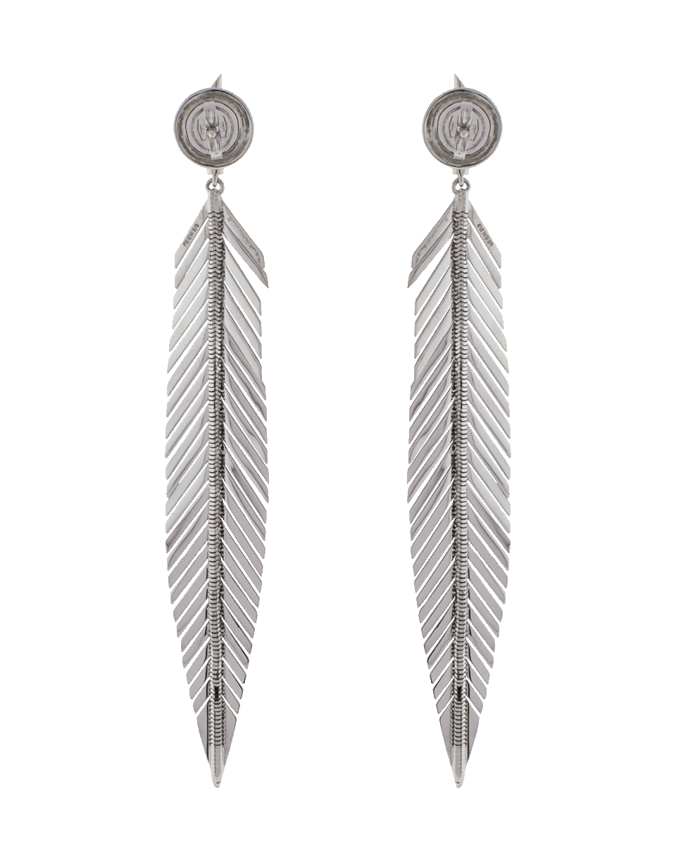 CADAR-Medium Feather Drop Earrings-WHITE GOLD
