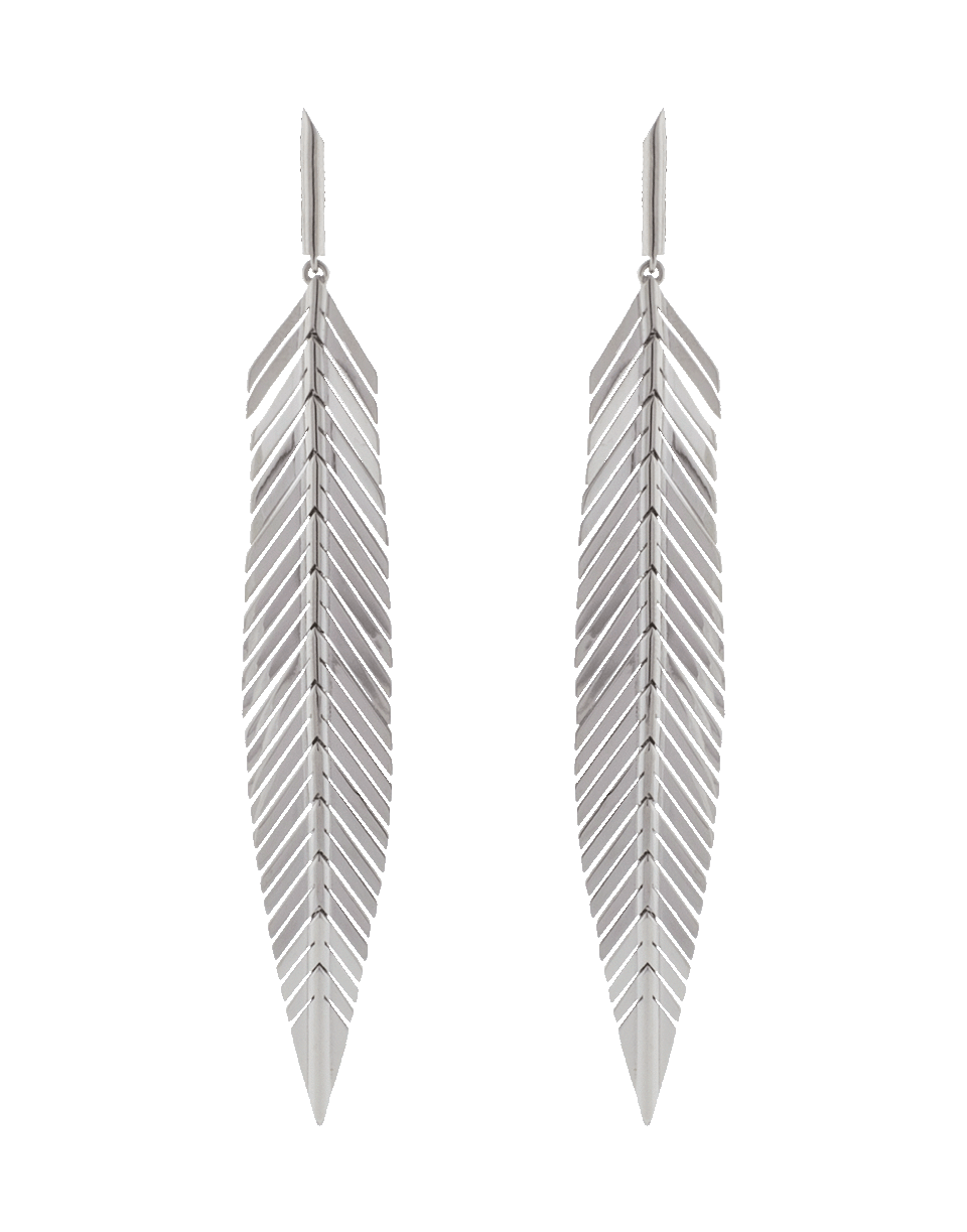 CADAR-Medium Feather Drop Earrings-WHITE GOLD