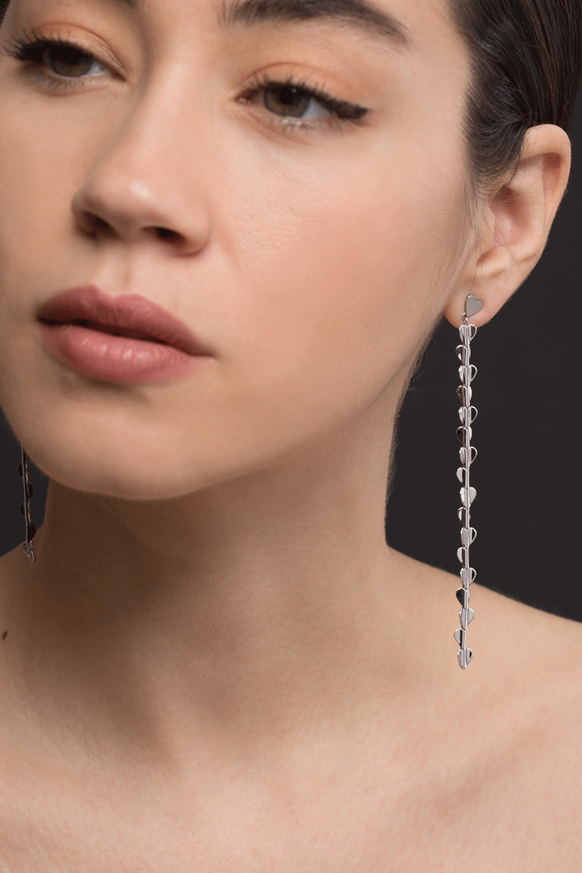 CADAR-Wings of Love Small Drop Earrings-WHITE GOLD
