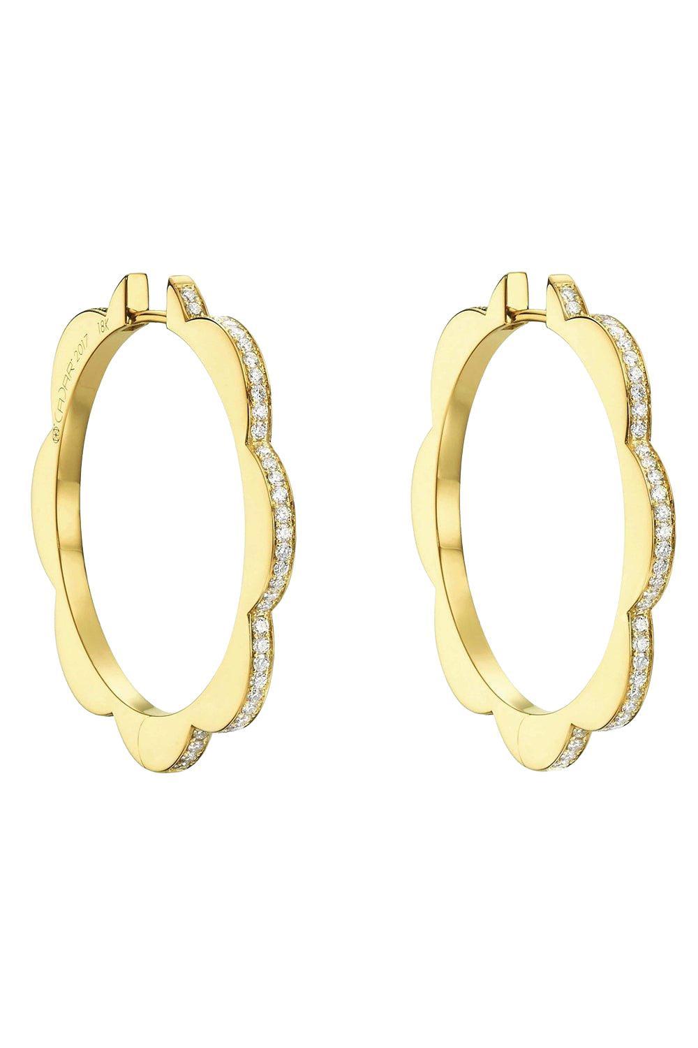 Large Triplet Black and White Diamond Earrings-YELLOW GOLD-JEWELRYFINE JEWELEARRING-CADAR