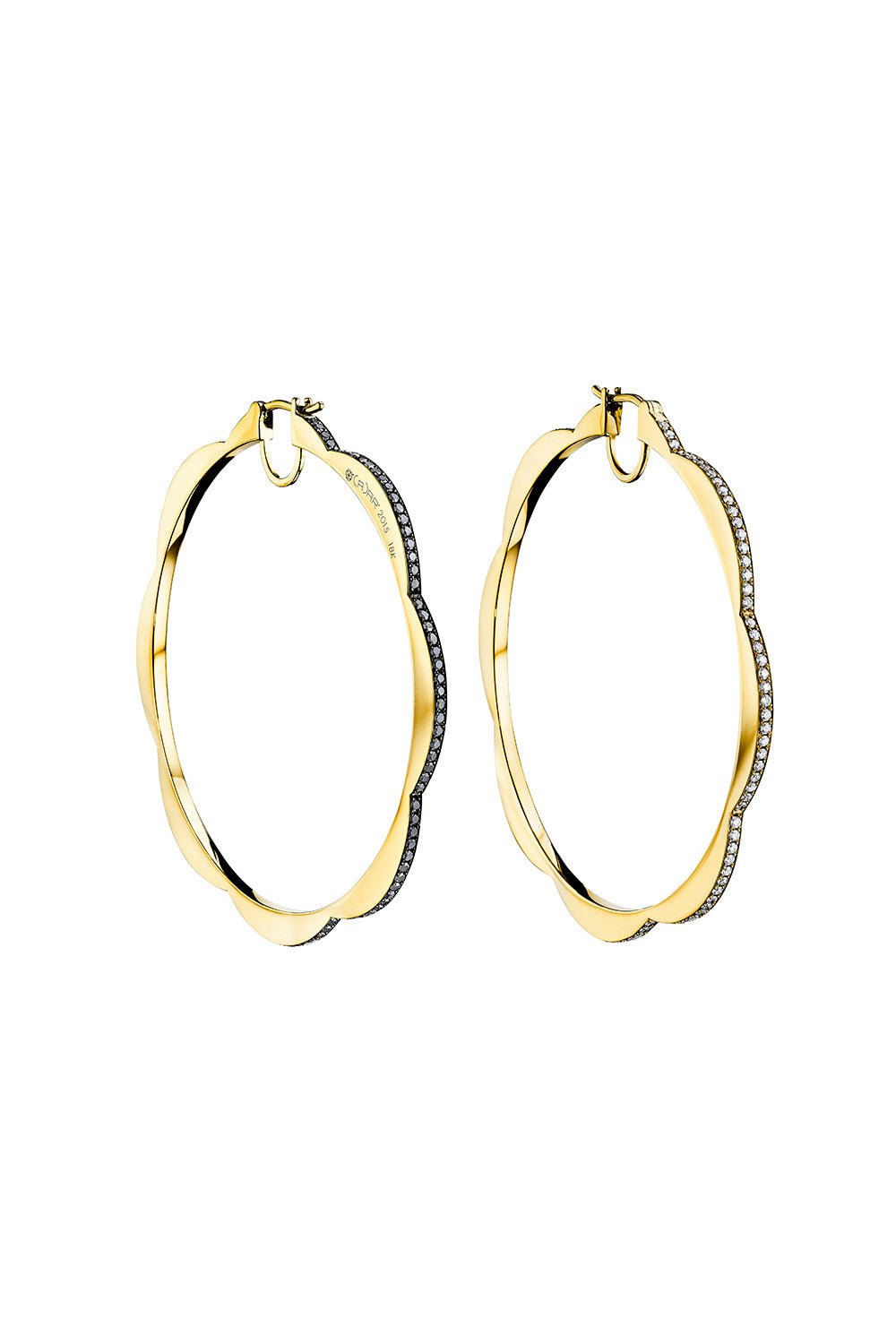 CADAR-Diamond Jumbo Triplet Hoop Earrings-YELLOW GOLD