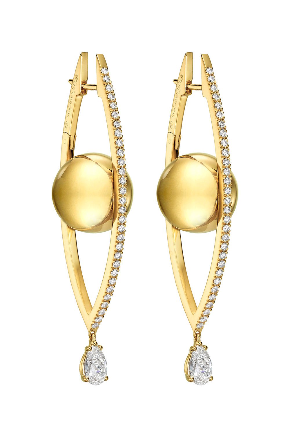 CADAR-Diamond Large Reflections Hoop Earrings-YELLOW GOLD