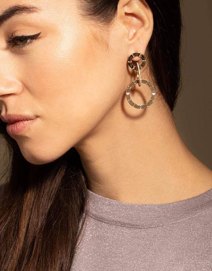 CADAR-Diamond Unity Earrings-YELLOW GOLD