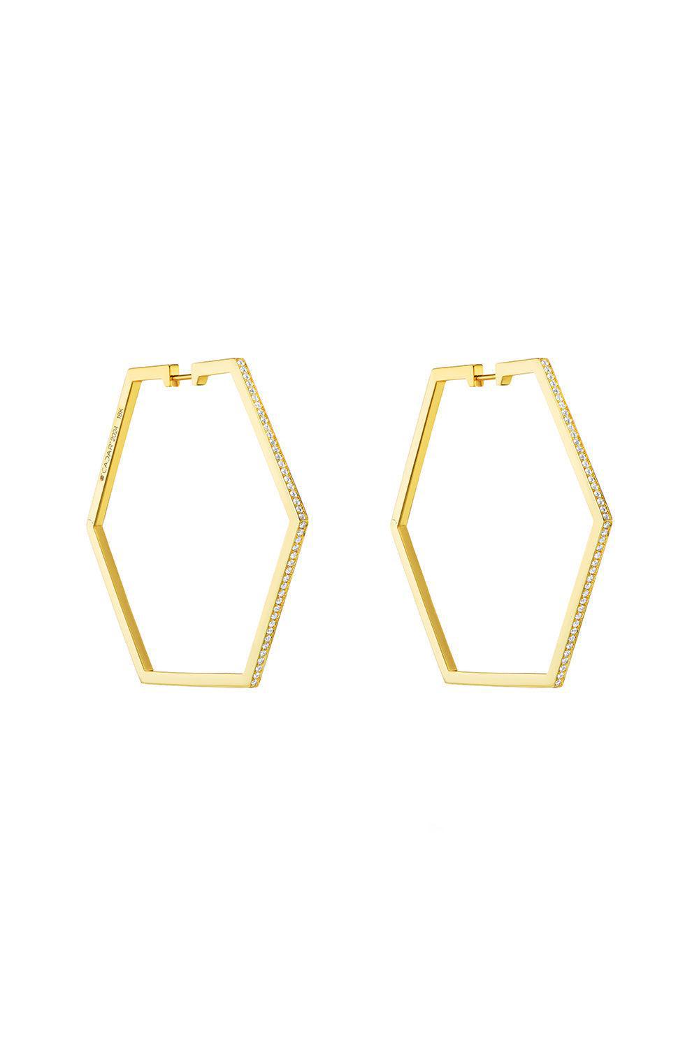 CADAR-Large B Home Hoop Earrings-YELLOW GOLD