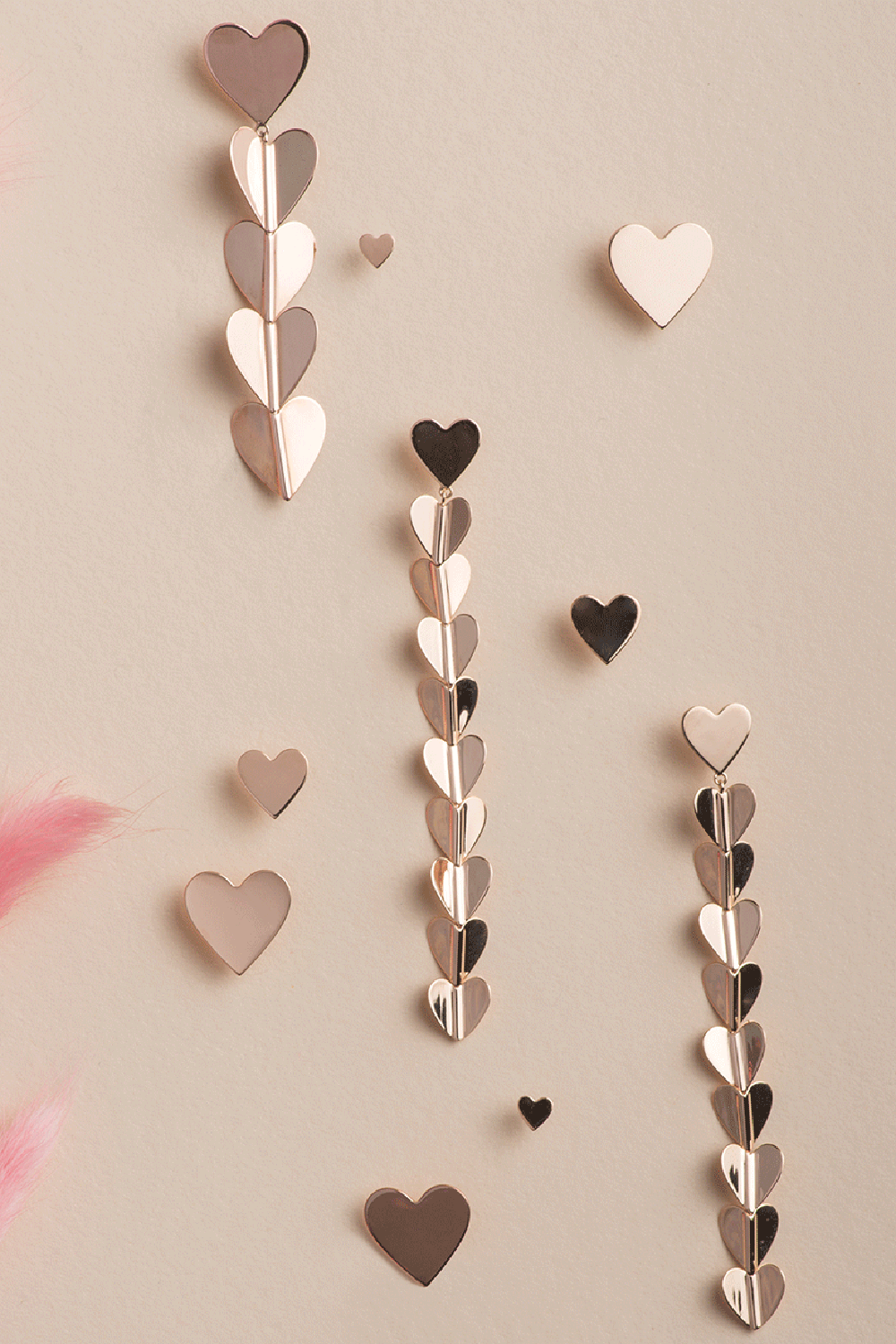 CADAR-Large Hearts Drop Earrings-YELLOW GOLD