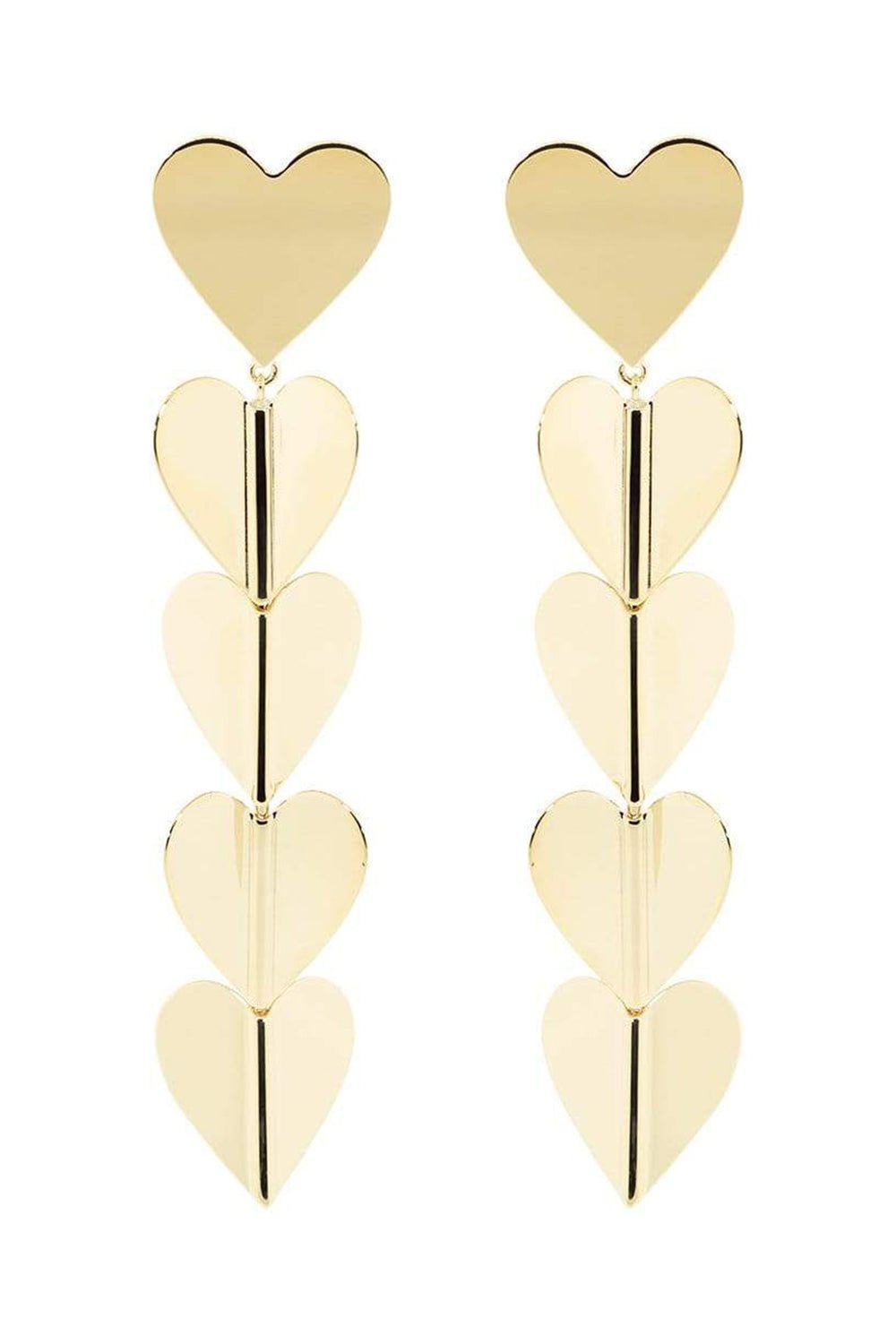 CADAR-Large Hearts Drop Earrings-YELLOW GOLD