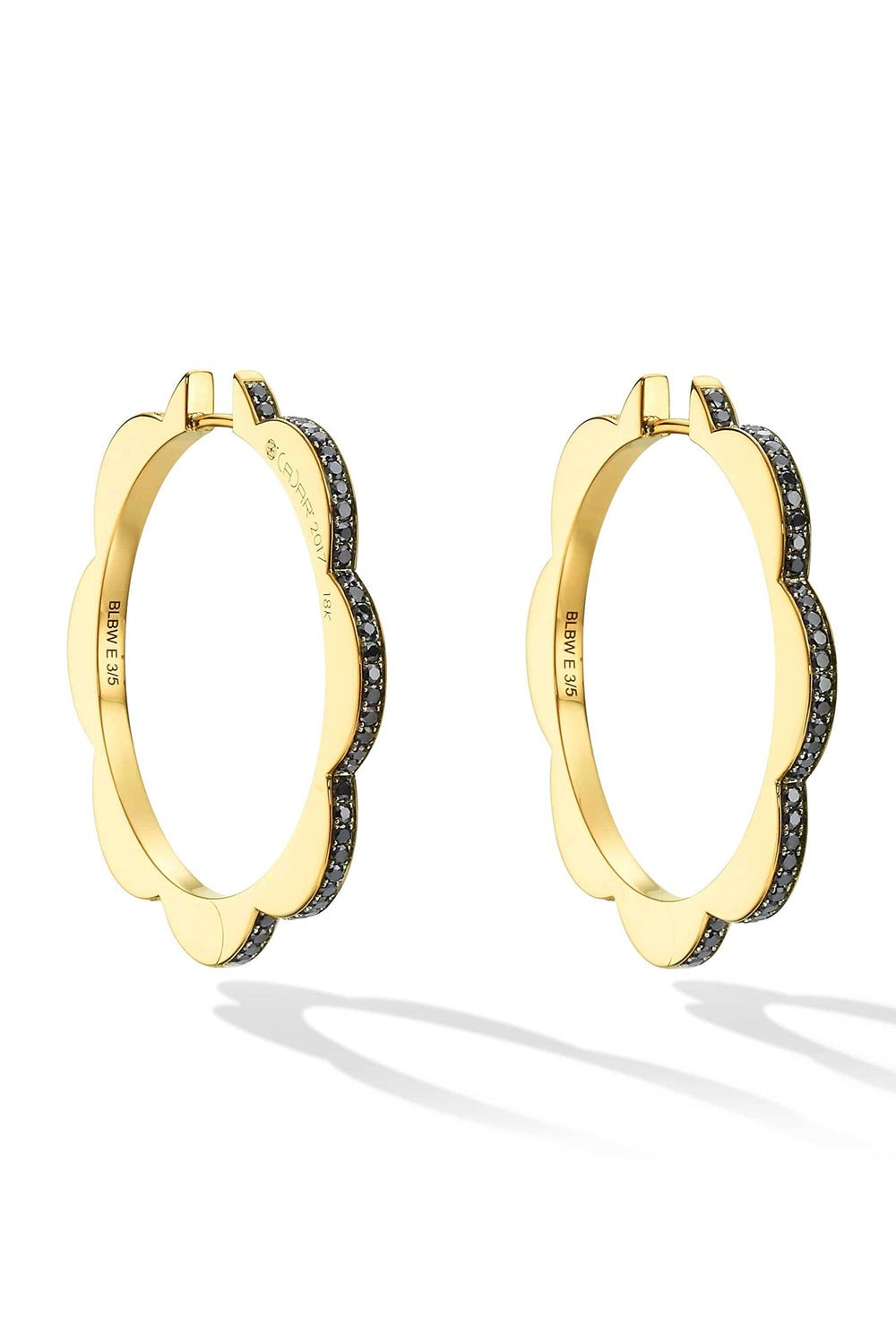 CADAR-Large Triplet Black and White Diamond Earrings-YELLOW GOLD
