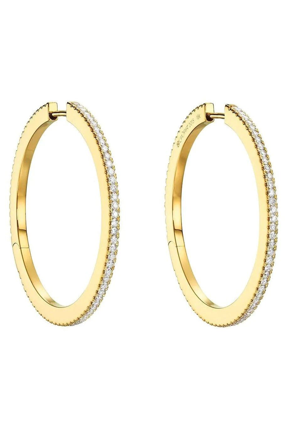 CADAR-Large White Diamond Solo Hoops-YELLOW GOLD