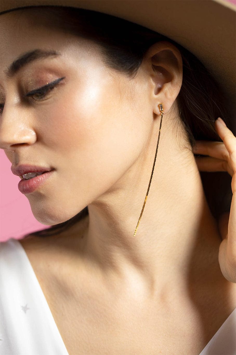 CADAR-Light Baguette Drop Earrings-YELLOW GOLD