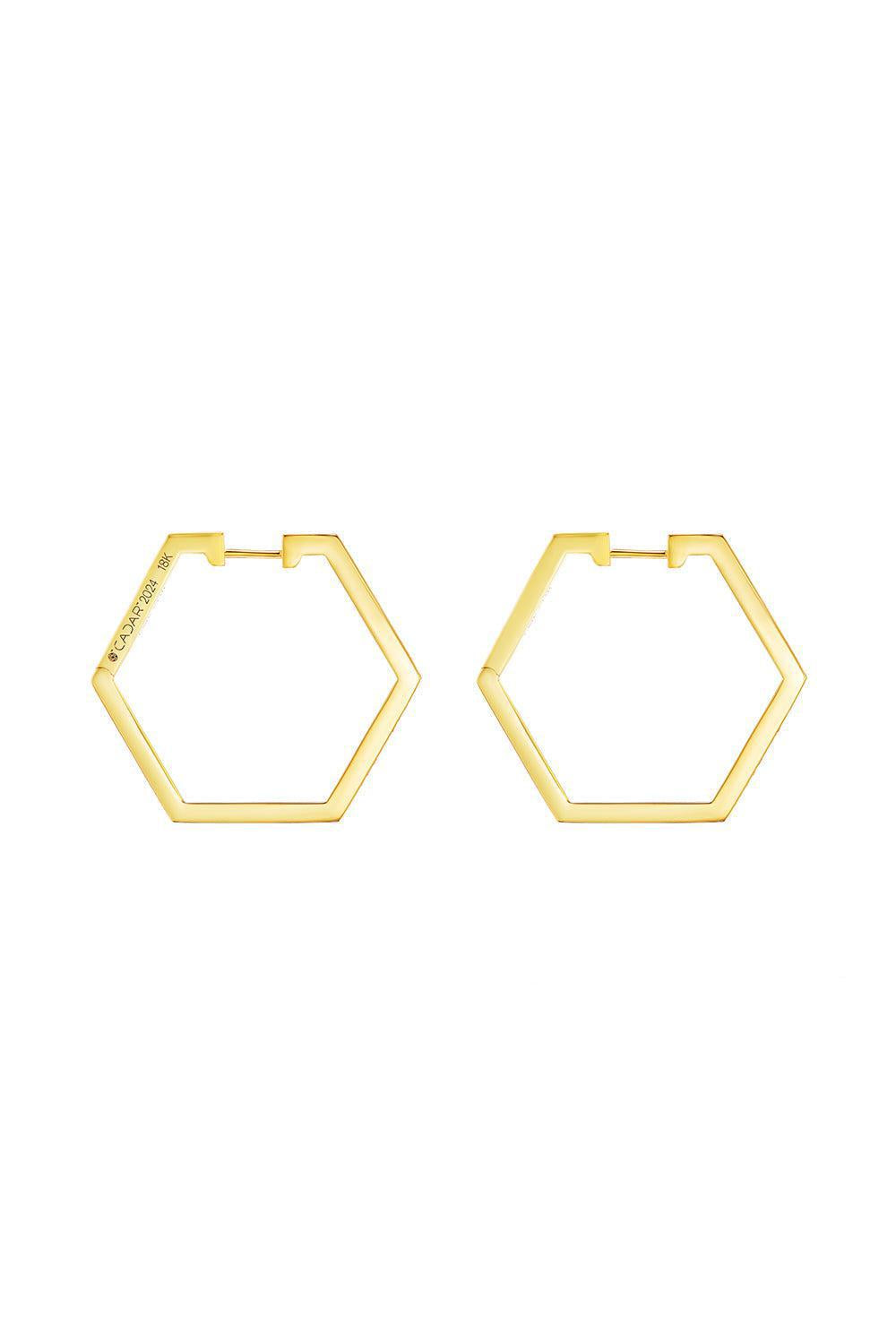 CADAR-Medium B Home Hoop Earrings-YELLOW GOLD