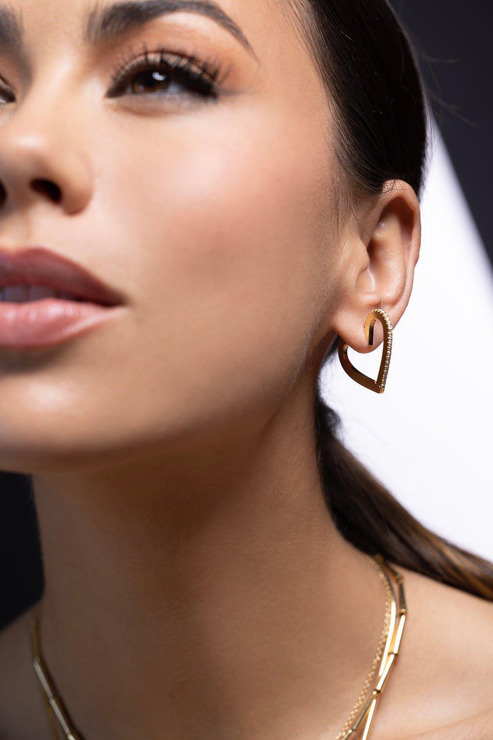 CADAR-Medium Endless Heart Hoops-YELLOW GOLD