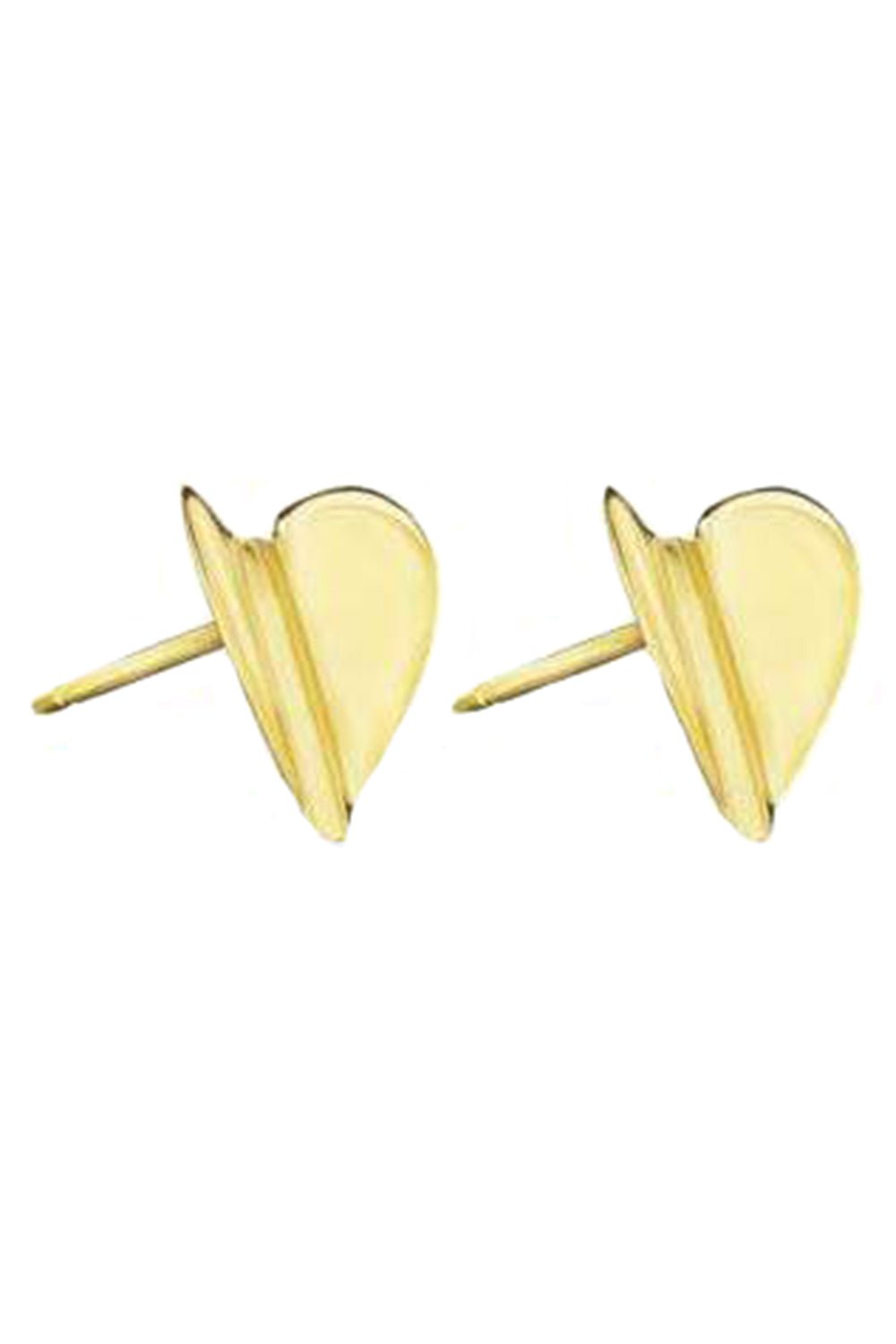 CADAR-Medium Folded Heart Studs-YELLOW GOLD
