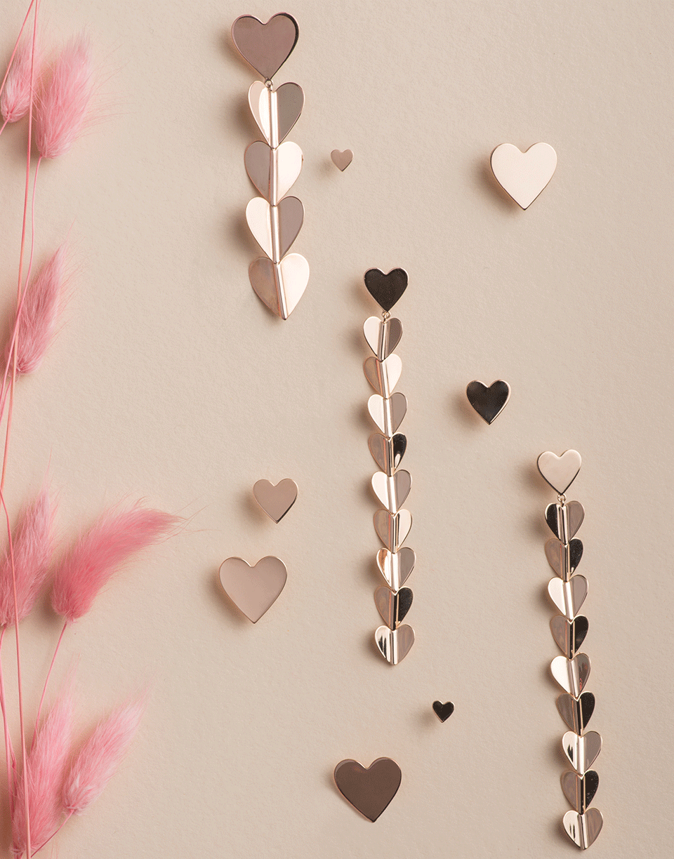 CADAR-Medium Heart Studs-YELLOW GOLD