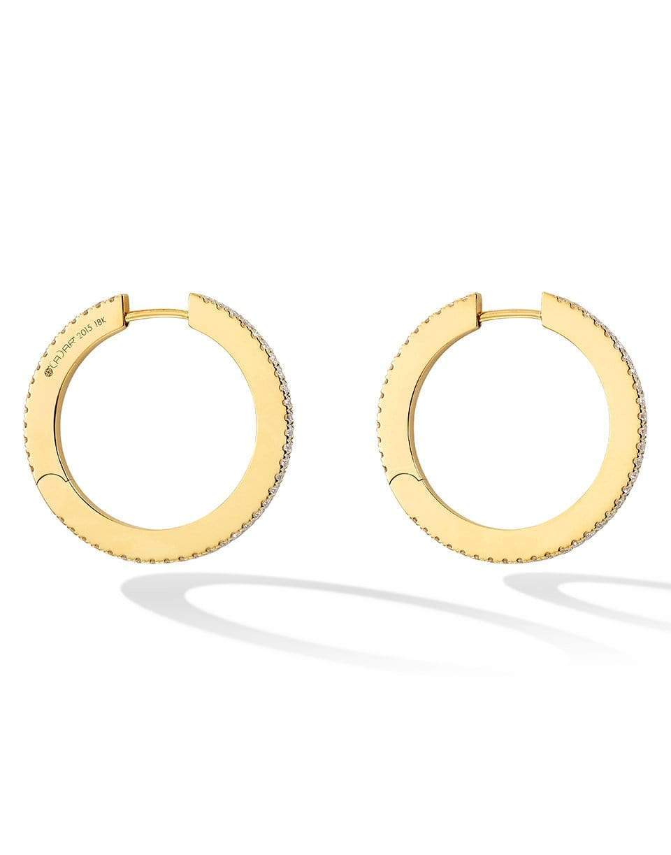 CADAR-Medium White Diamond Solo Hoops-YELLOW GOLD