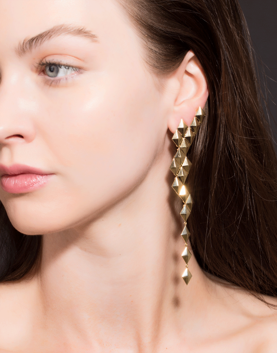 CADAR-Python Asymmetrical Drop Earrings-YELLOW GOLD