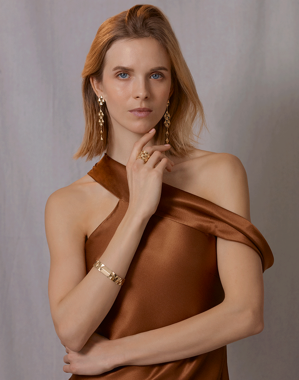 CADAR-Python Symmetrical Drop Earrings-YELLOW GOLD