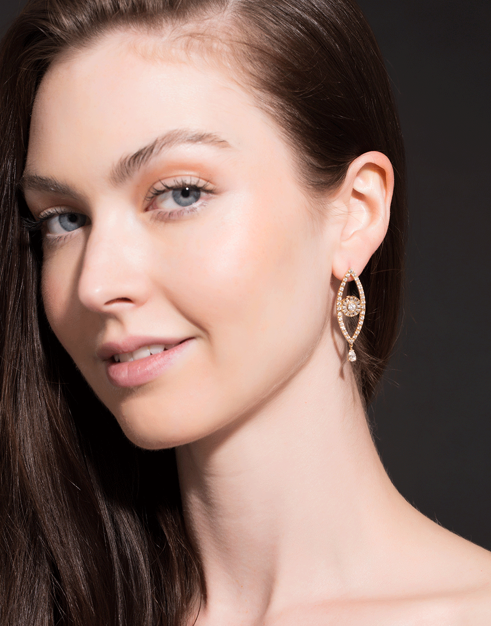 CADAR-Reflection Diamond Earrings-YELLOW GOLD
