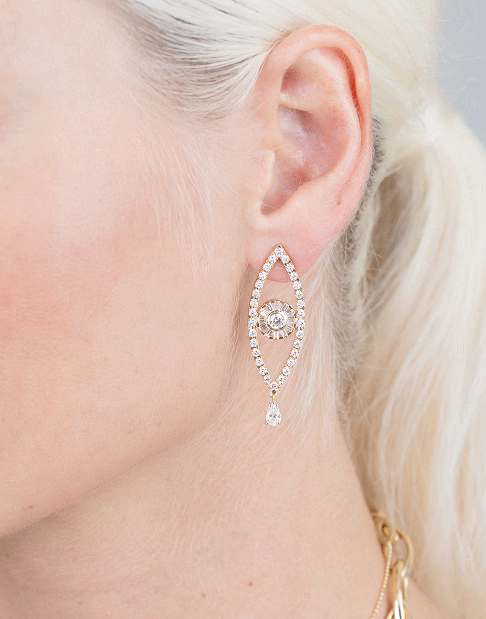 CADAR-Reflection Diamond Earrings-YELLOW GOLD