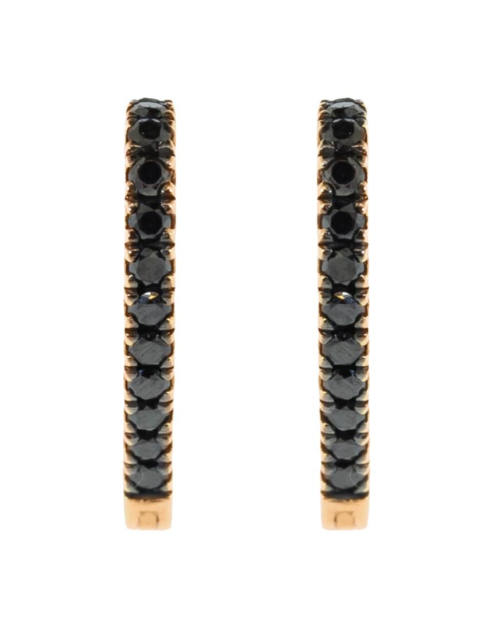 CADAR-Small Black Diamond Endless Heart Hoop Earrings-YELLOW GOLD