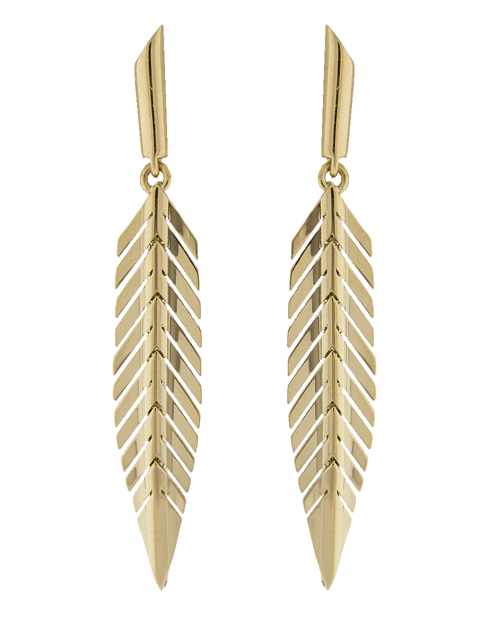 CADAR-Small Feather Drop Earrings-YELLOW GOLD