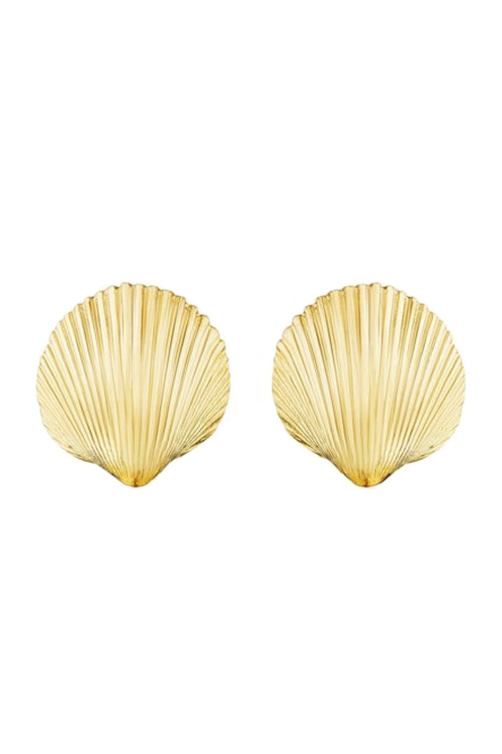 CADAR-Small Shell Stud Earrings-YELLOW GOLD