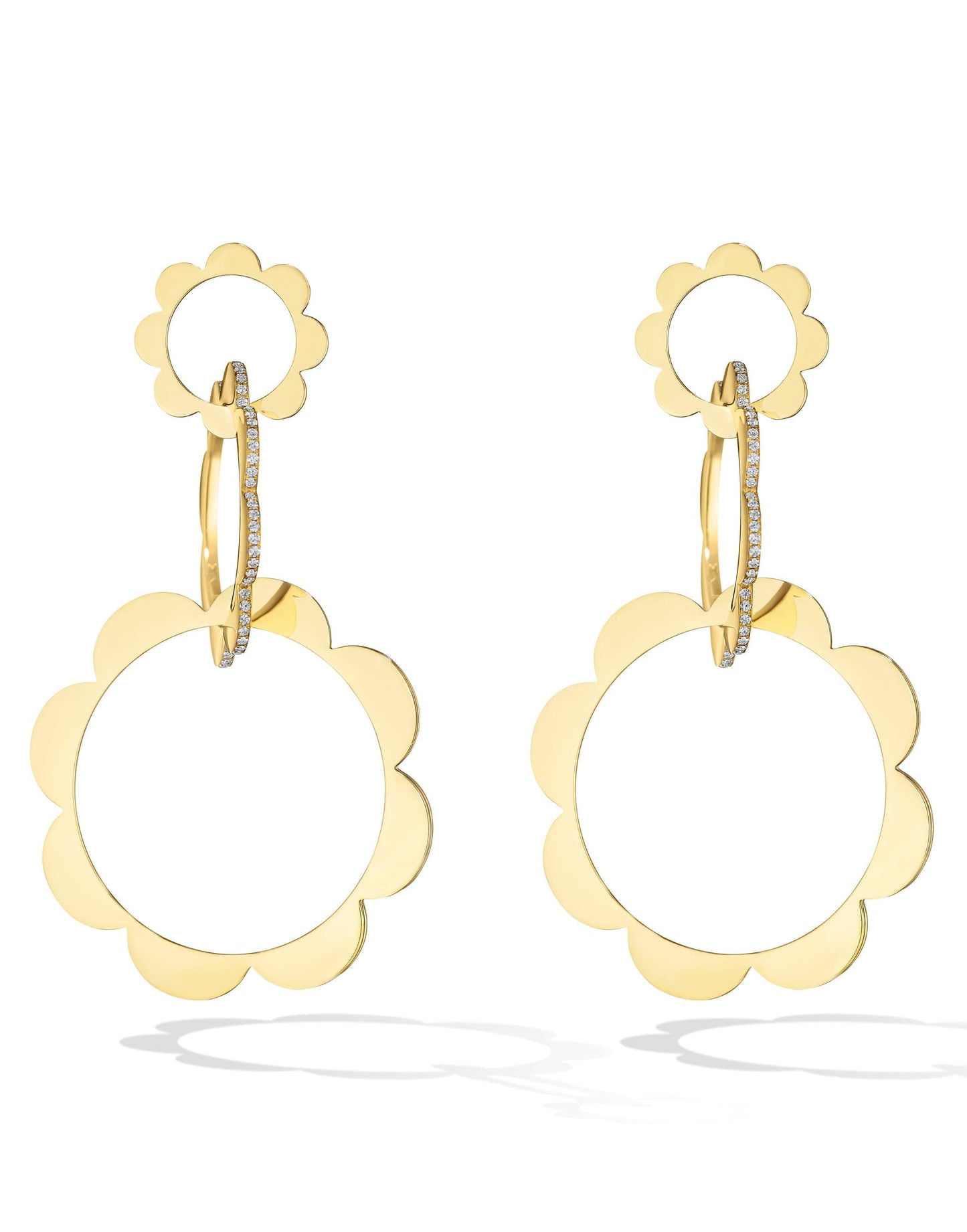CADAR-Trio Unity Diamond Drop Earrings-YELLOW GOLD