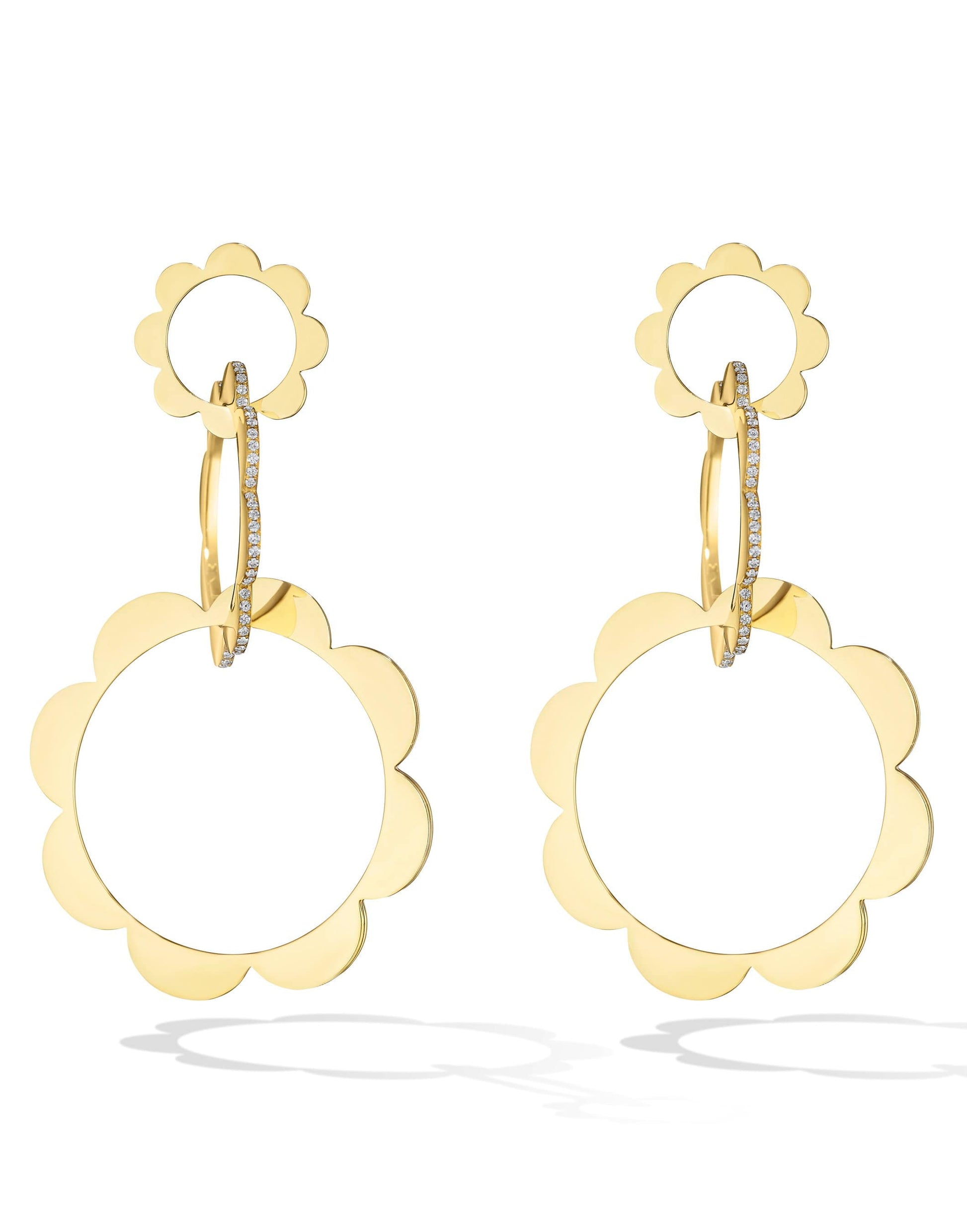 CADAR-Trio Unity Diamond Drop Earrings-YELLOW GOLD