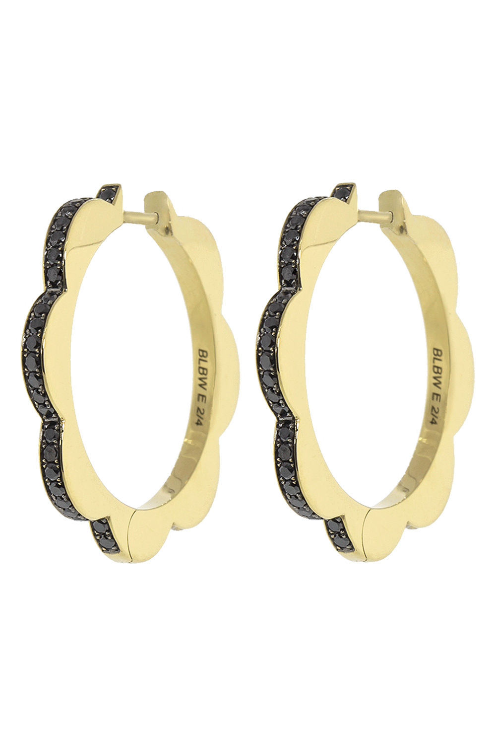 CADAR-Triplet Black and White Diamond Hoop Earrings-YELLOW GOLD