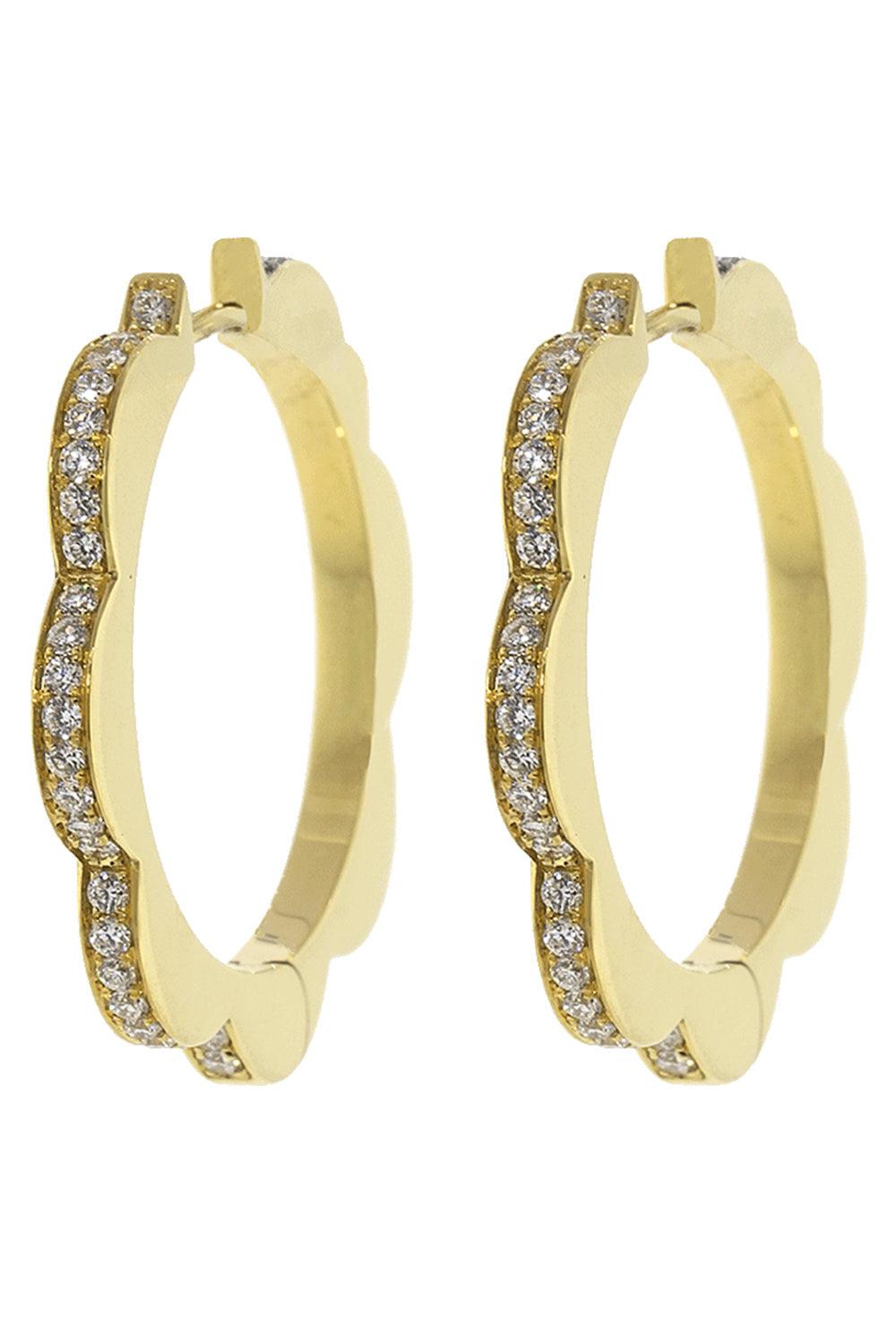 CADAR-Triplet Black and White Diamond Hoop Earrings-YELLOW GOLD