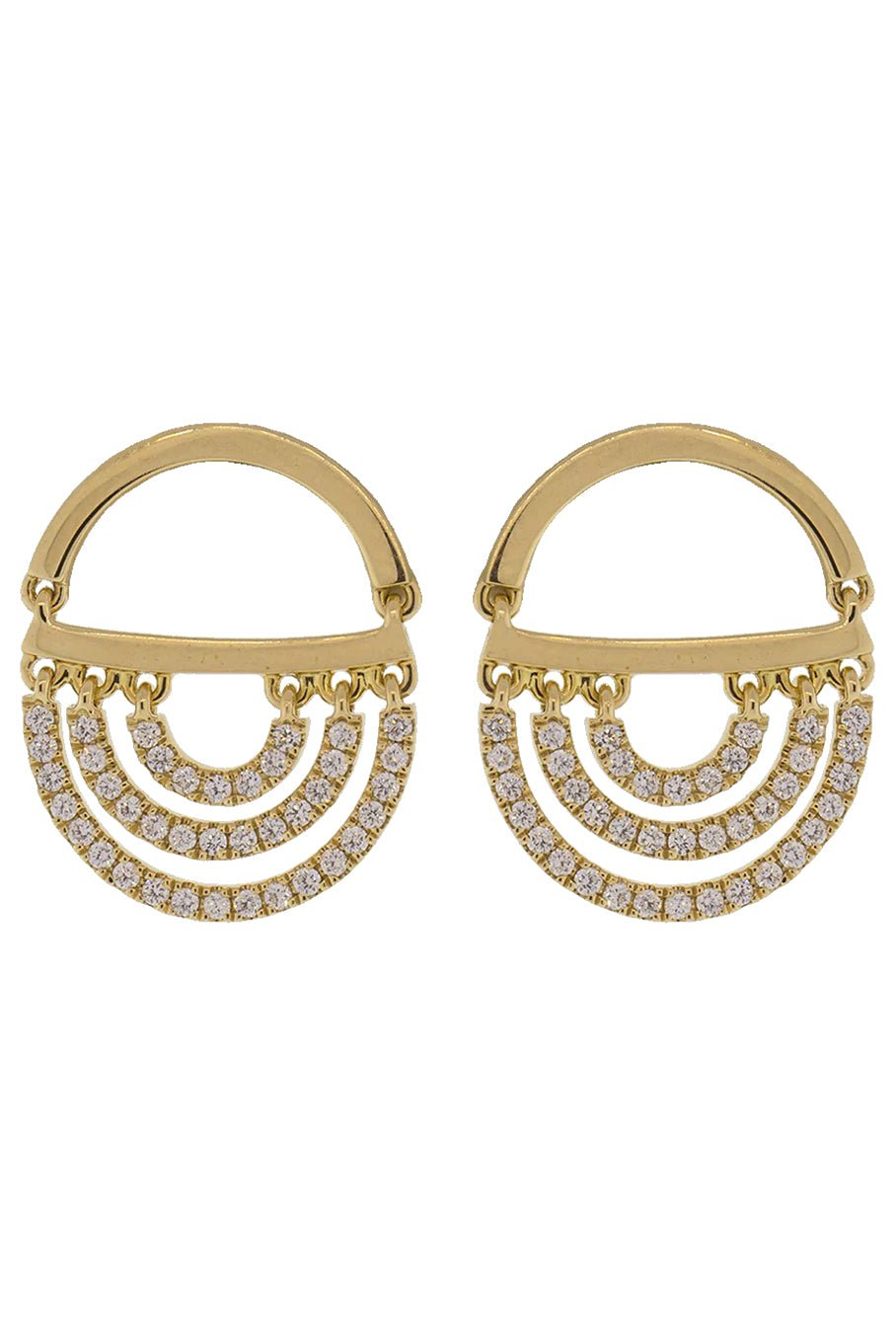 CADAR-Twin Drop Earrings-YELLOW GOLD