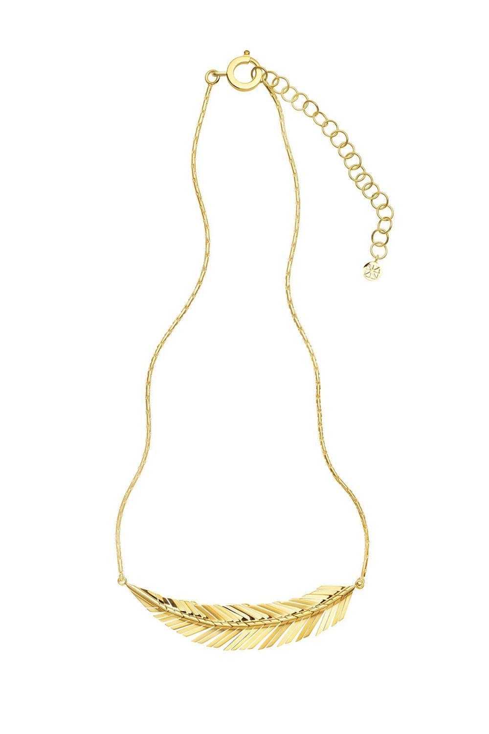 Medium Feather Necklace-YELLOW GOLD-18-JEWELRYFINE JEWELNECKLACE O-CADAR