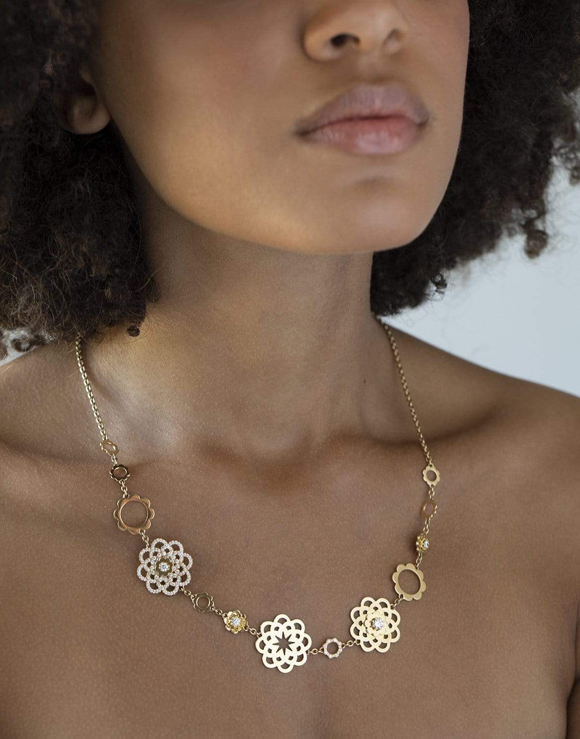 CADAR-Diamond Multi Bloom Necklace-YELLOW GOLD