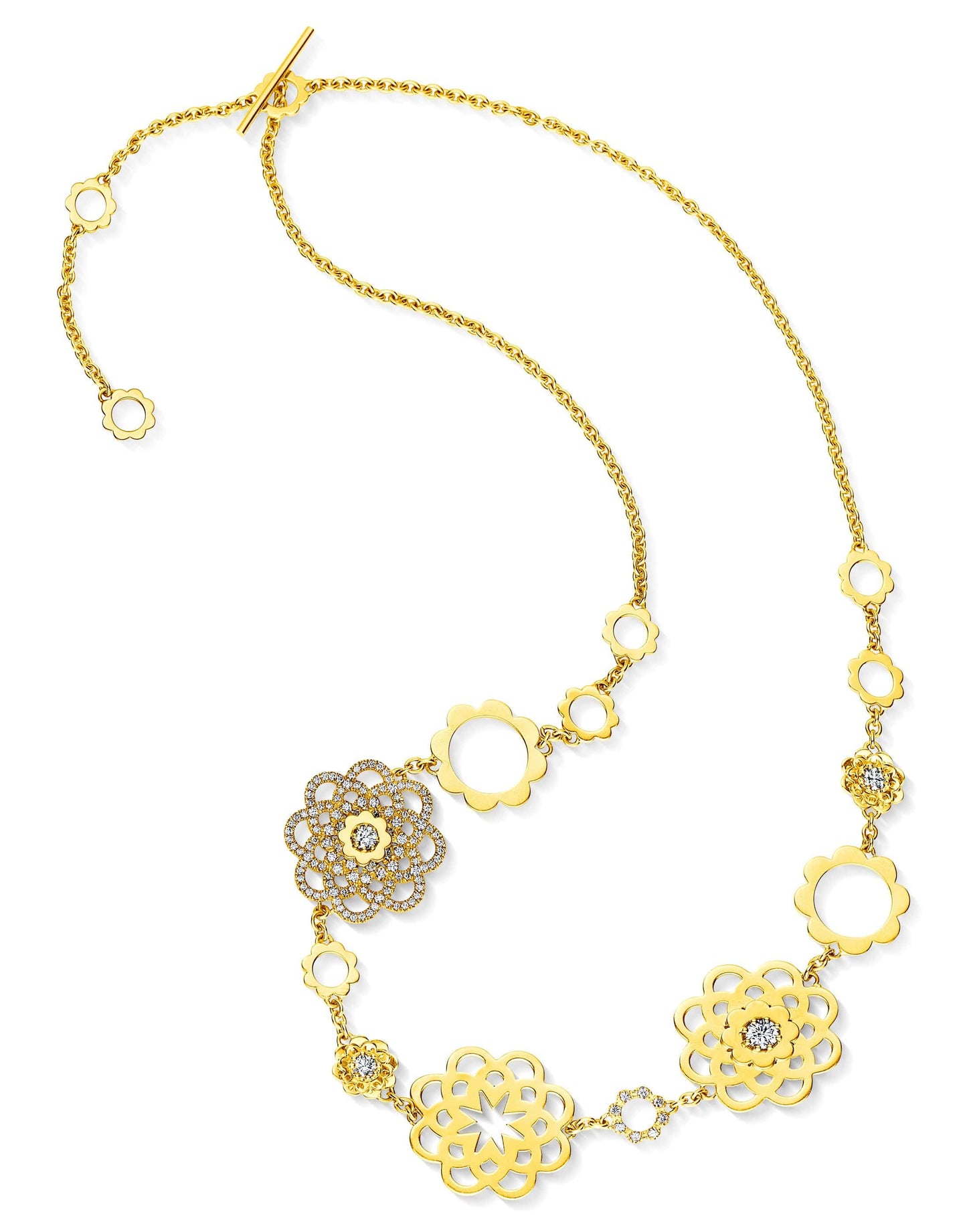 CADAR-Diamond Multi Bloom Necklace-YELLOW GOLD