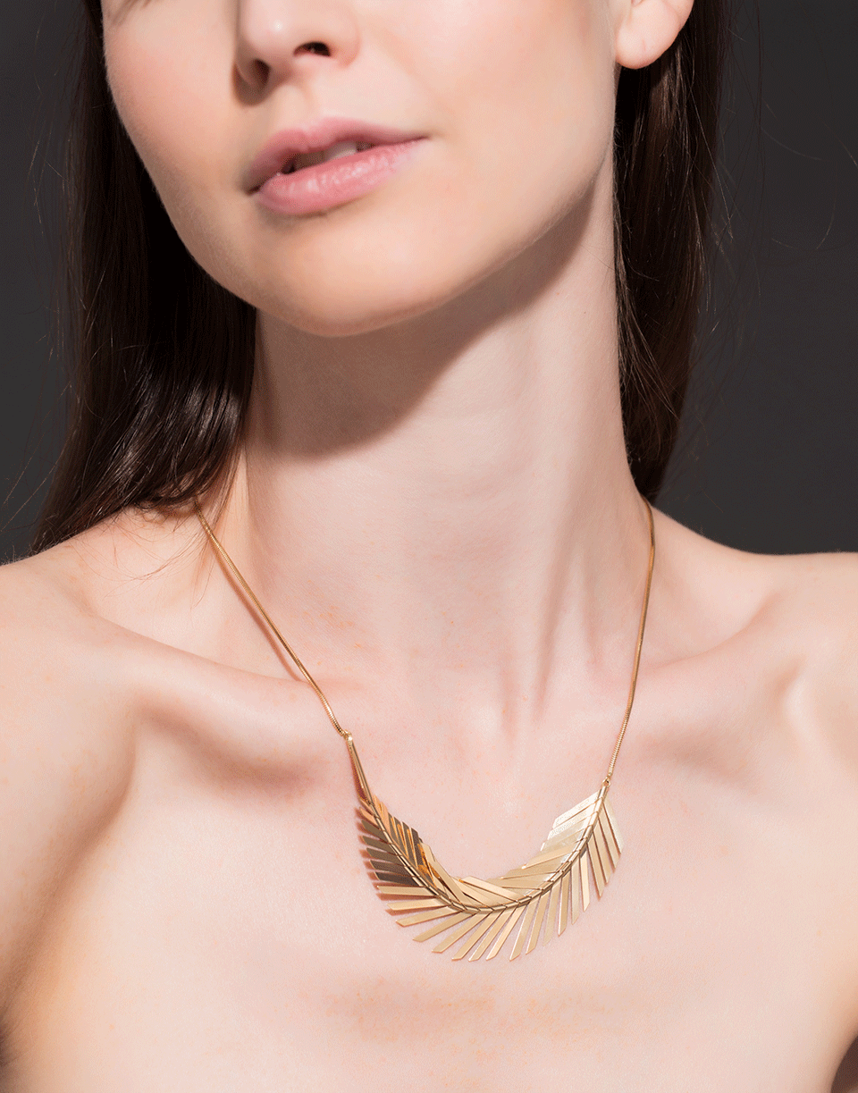 CADAR-Gold Feather Necklace-YELLOW GOLD
