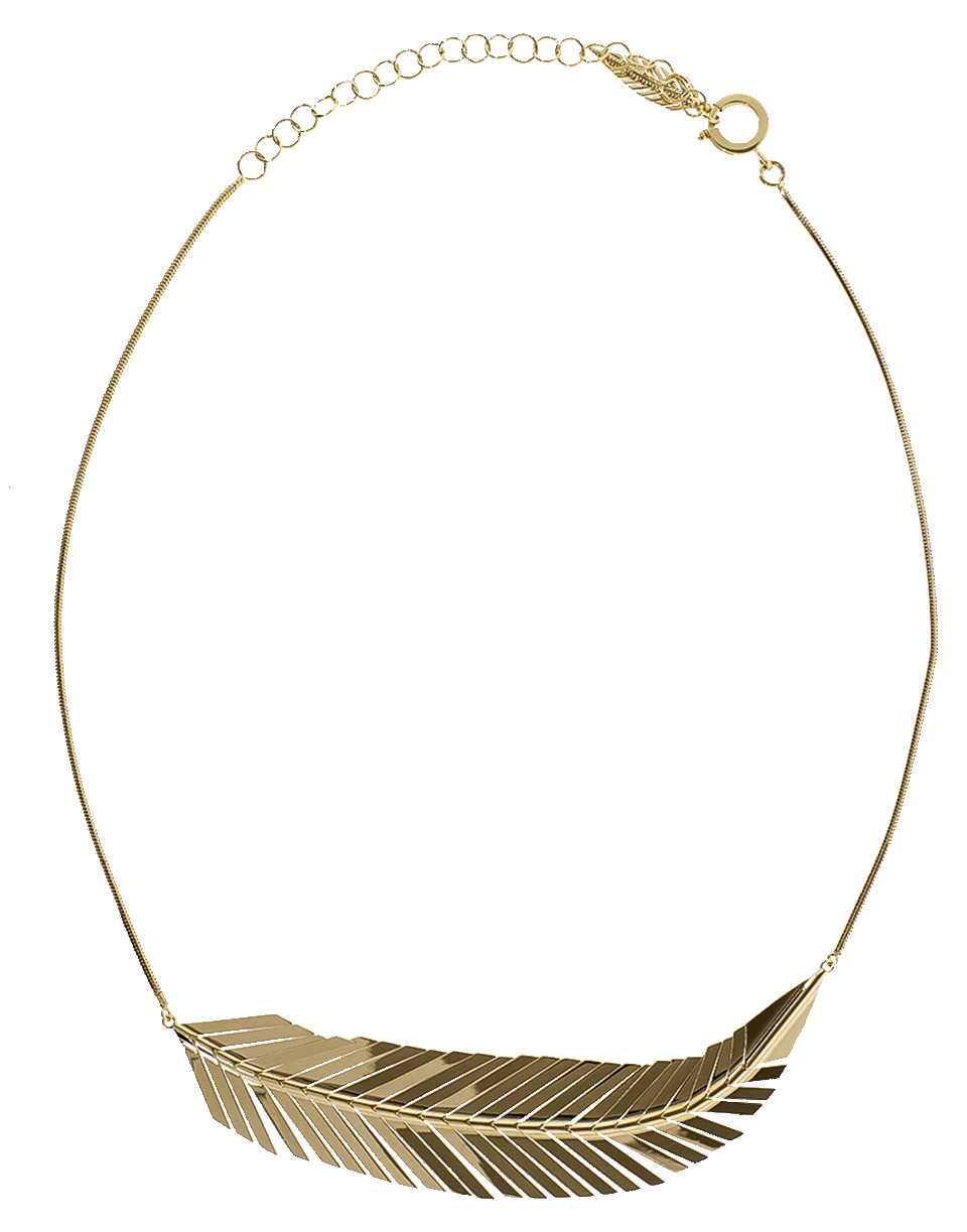CADAR-Gold Feather Necklace-YELLOW GOLD