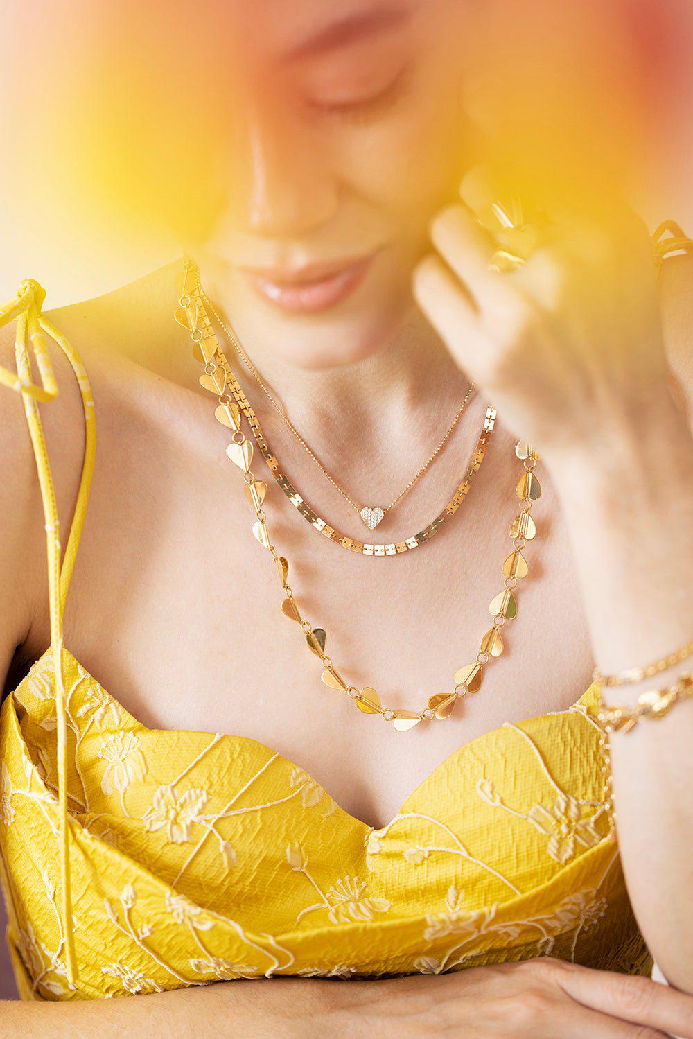 CADAR-Medium Wings of Love Necklace-YELLOW GOLD
