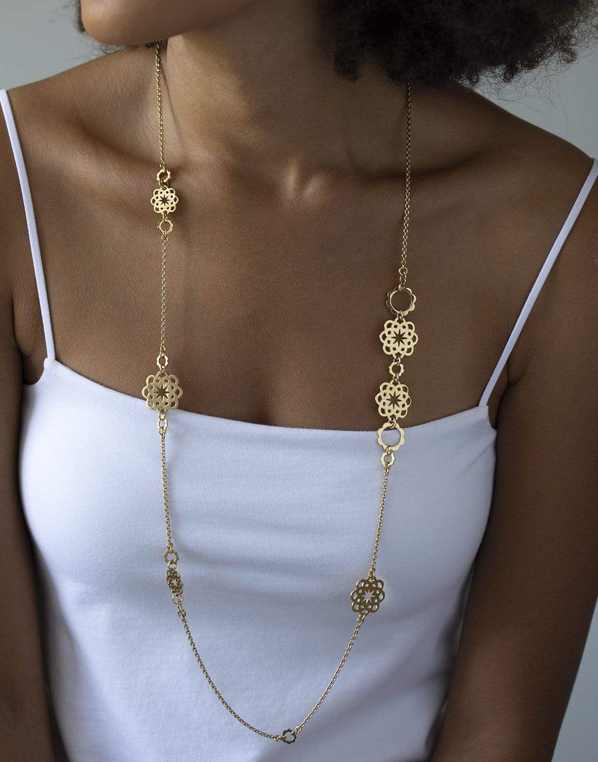 CADAR-Multi Bloom Necklace-YELLOW GOLD