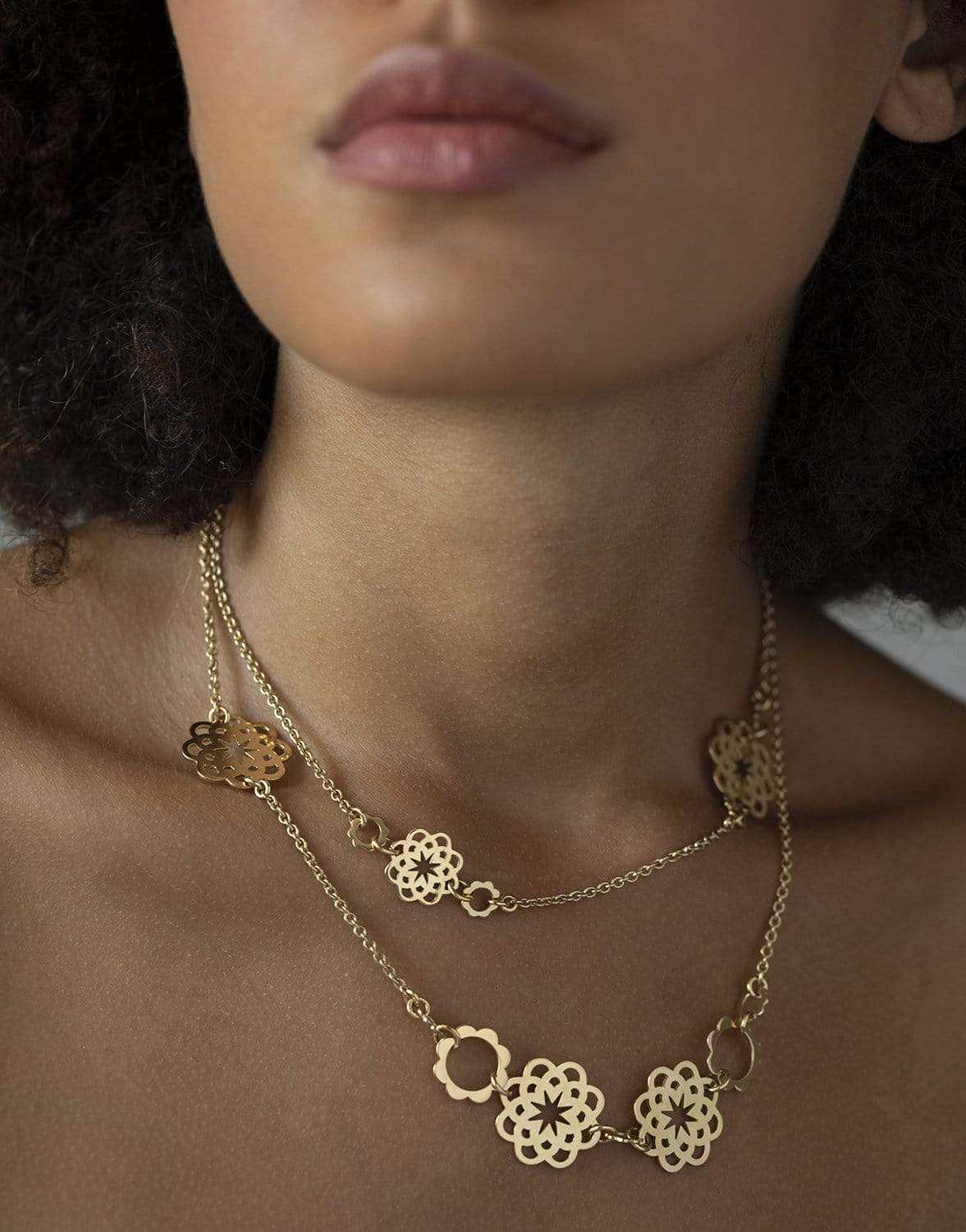 CADAR-Multi Bloom Necklace-YELLOW GOLD
