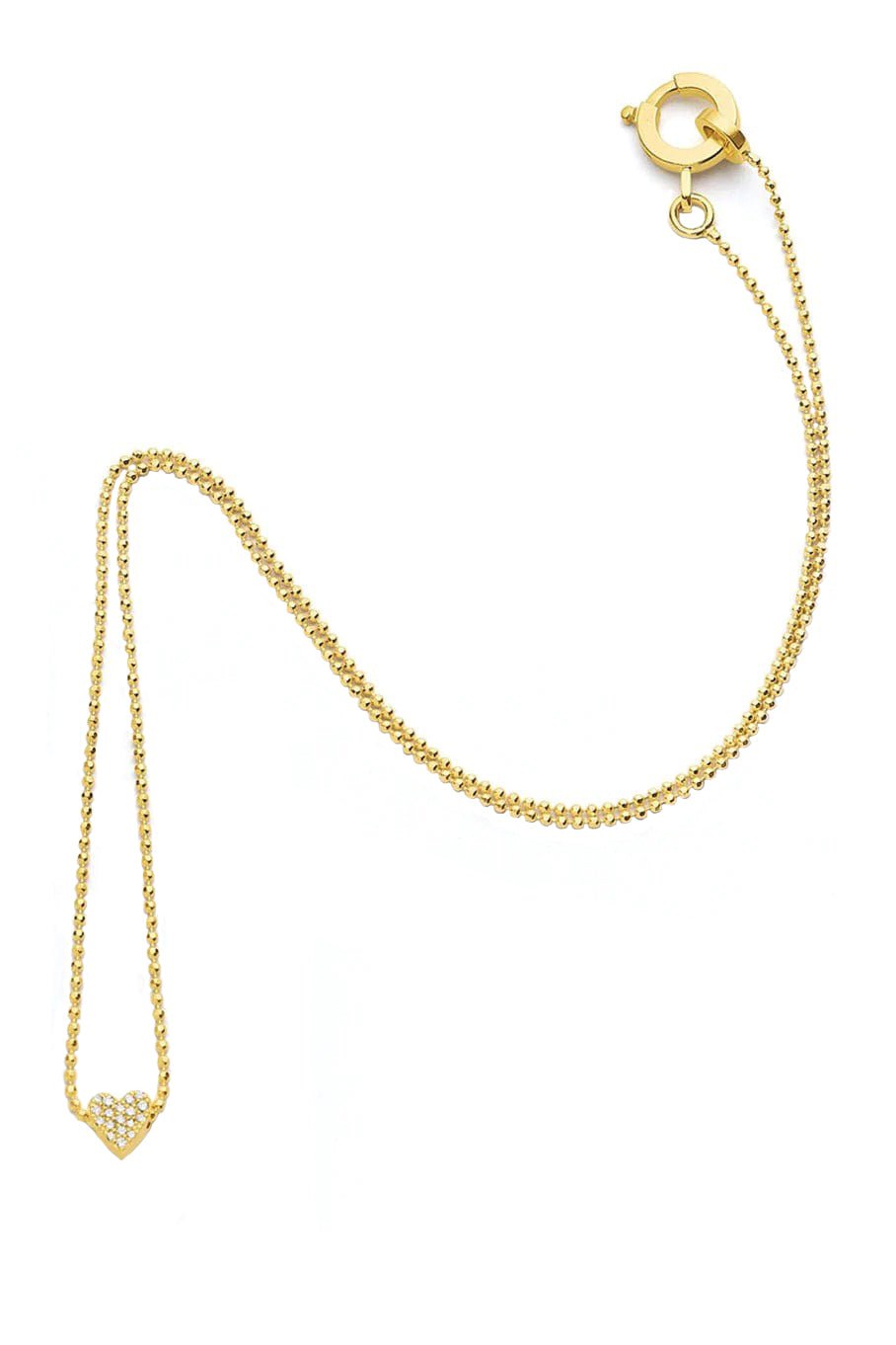 CADAR-Pave Diamond Heart Necklace-YELLOW GOLD