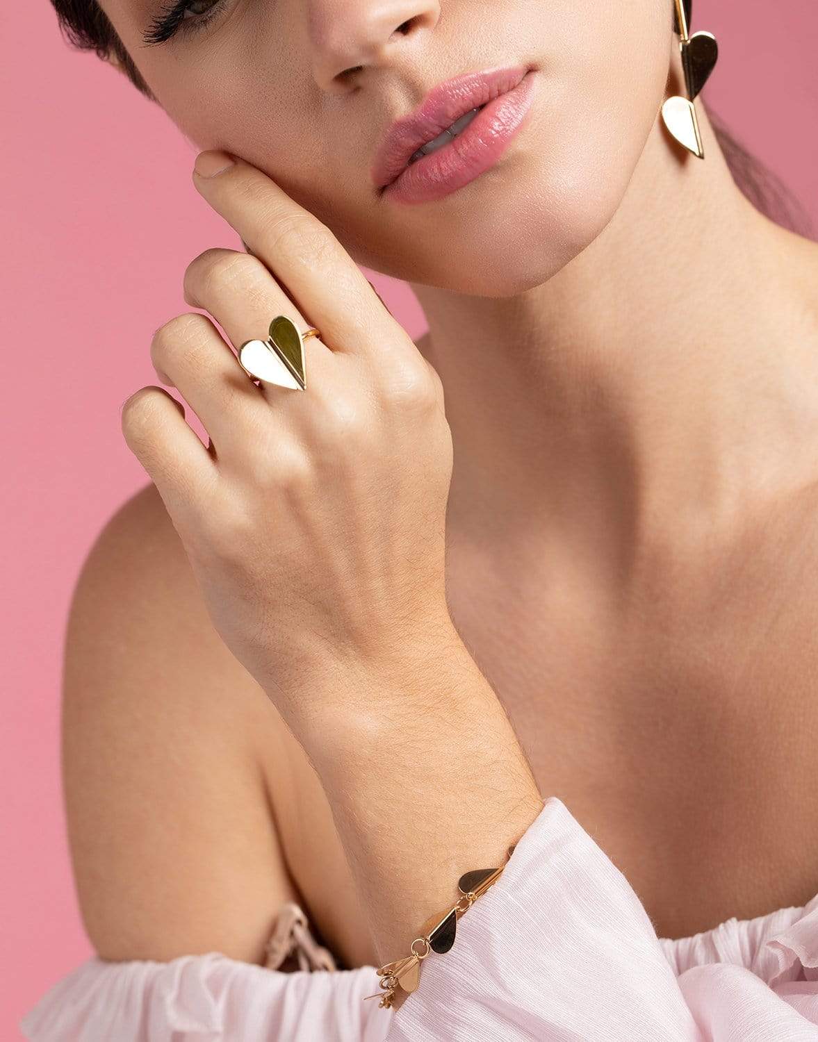 CADAR-Folded Heart Ring-YELLOW GOLD