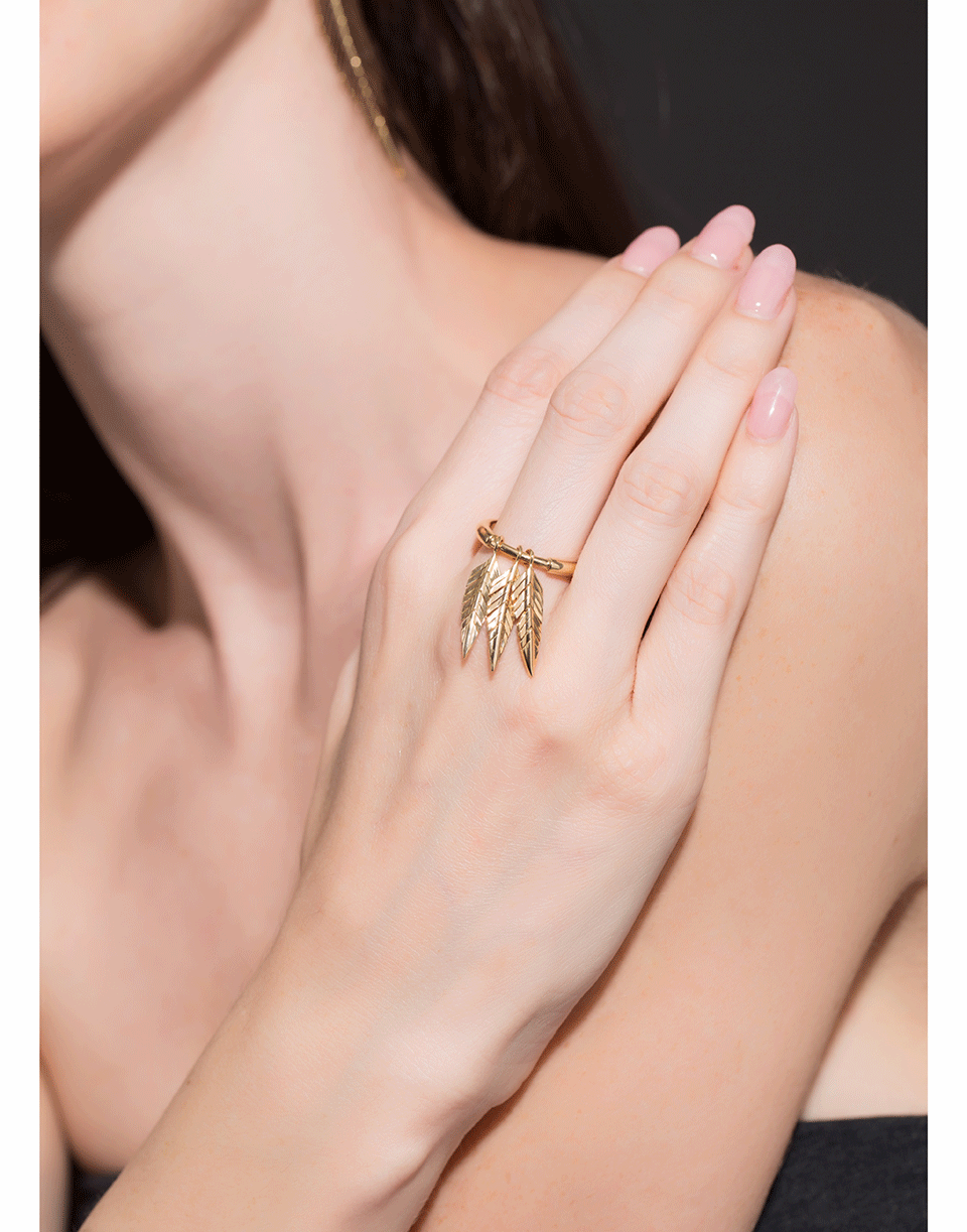 CADAR-Gold Three Feather Ring-YELLOW GOLD
