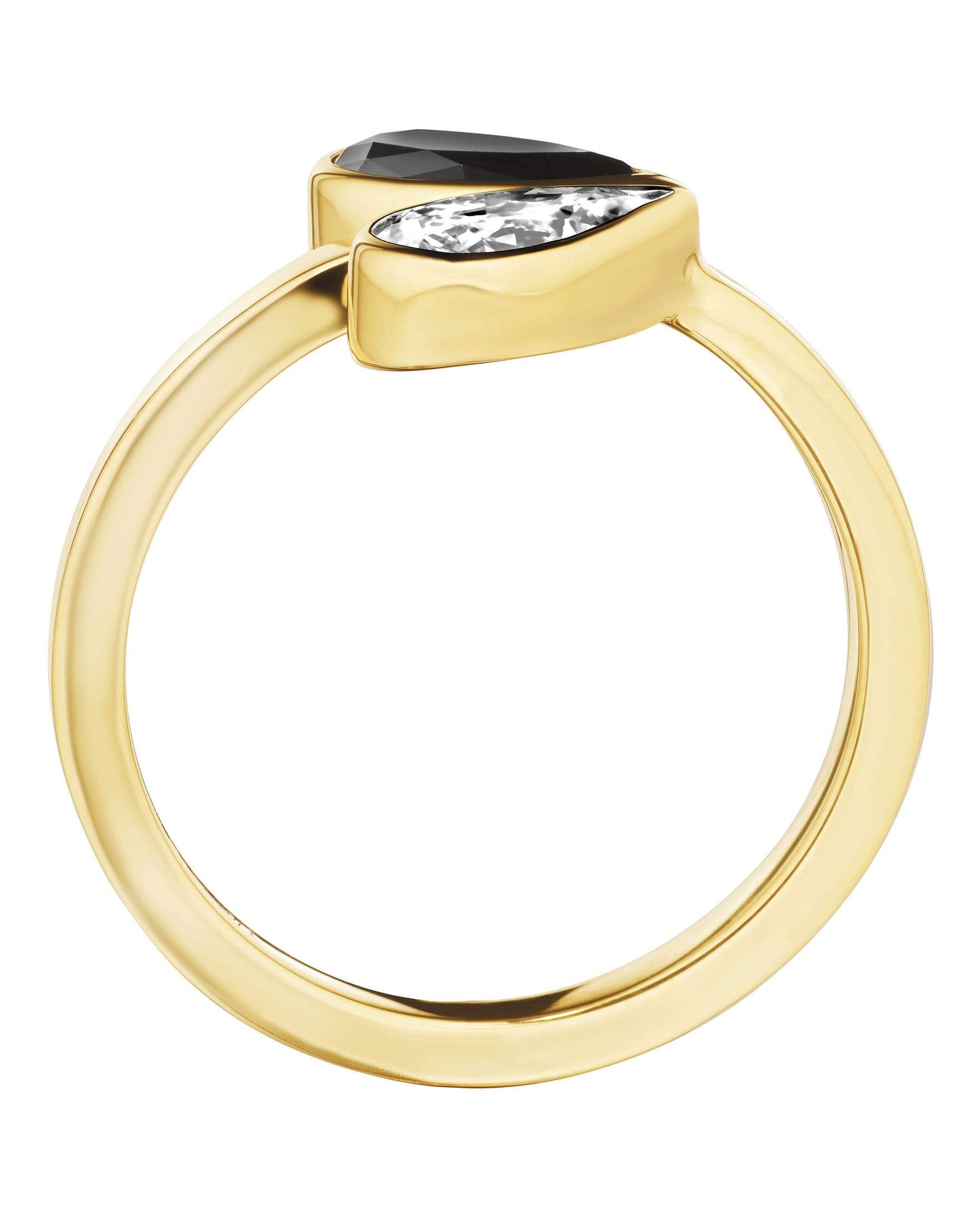CADAR-Black and White Diamond Unconditional Love Ring-YELLOW GOLD