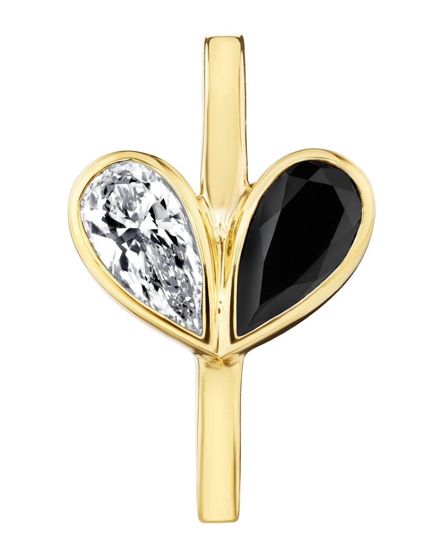 CADAR-Black and White Diamond Unconditional Love Ring-YELLOW GOLD