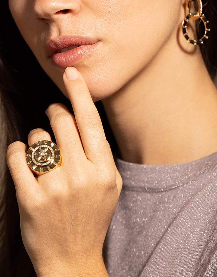CADAR-Diamond Unity Cocktail Ring-YELLOW GOLD